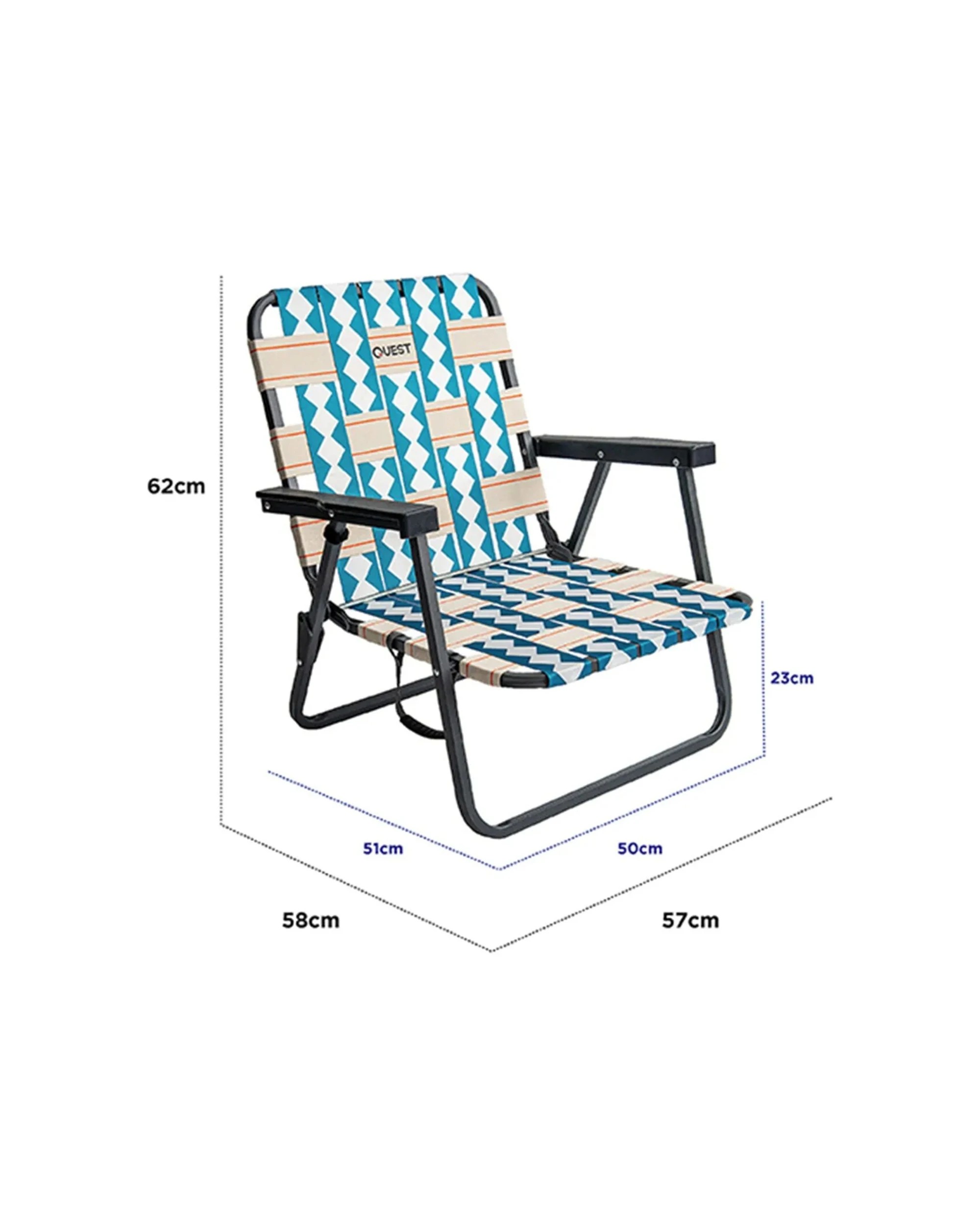 2 Quest Cocomo Foldable Beach Low Chair With Armrests Carry Handle 110kg, 2 of 5