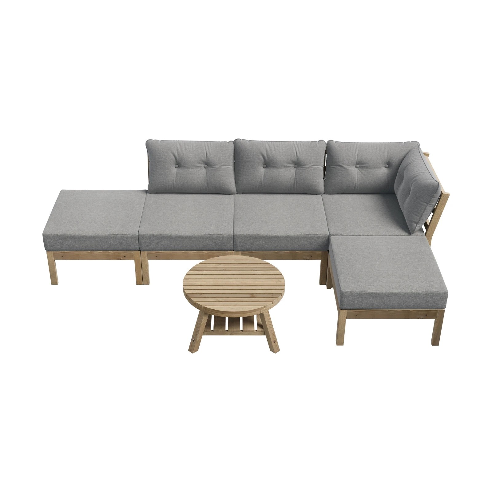 5 Livsip Outdoor Sofa Set 6-piece Lounge Setting Garden Table Chairs
 - Grey, 5 of 9