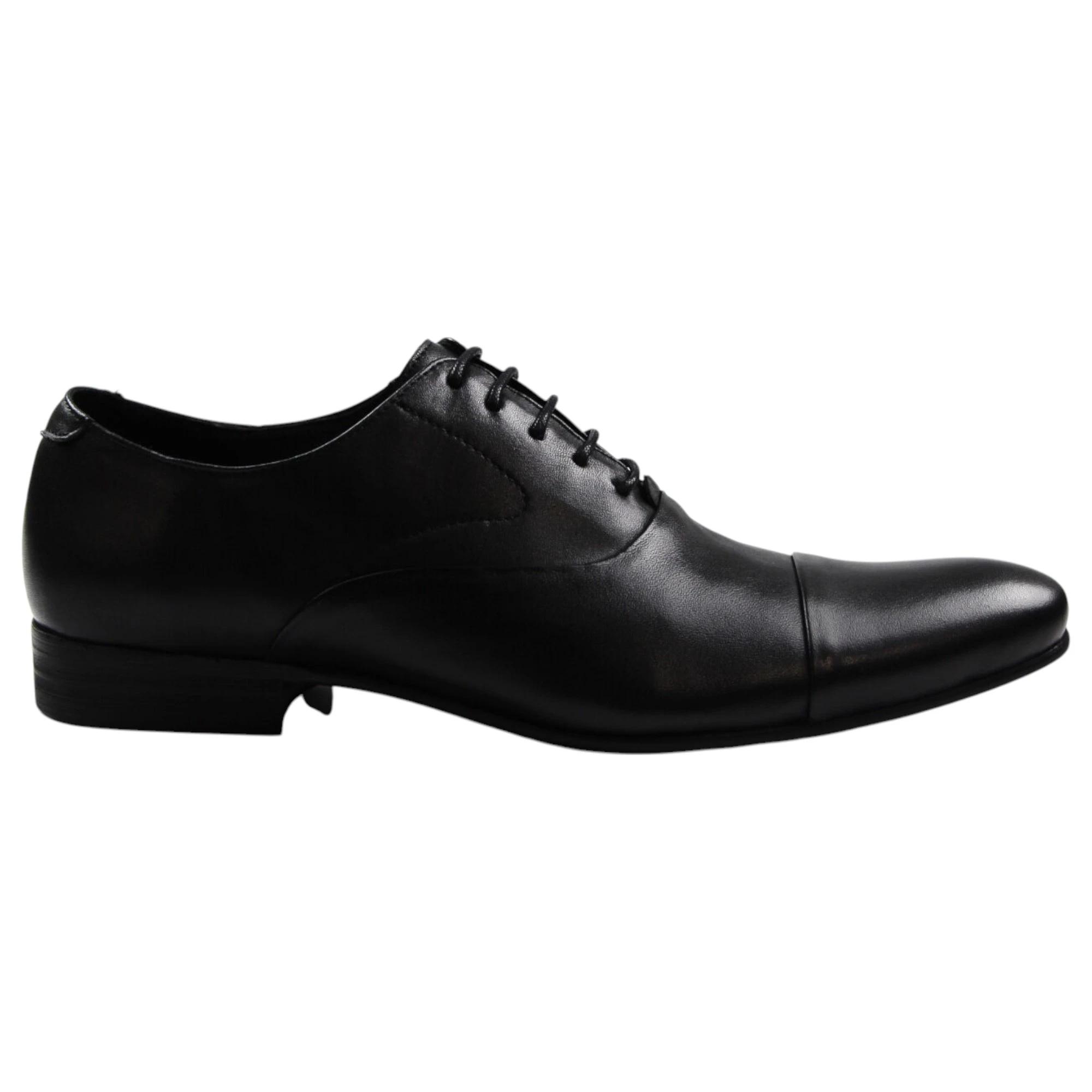 2 Zasel Mens Santos Leather Lace Up Work Formal Casual Dress Wedding Shoes BLACK, 2 of 3