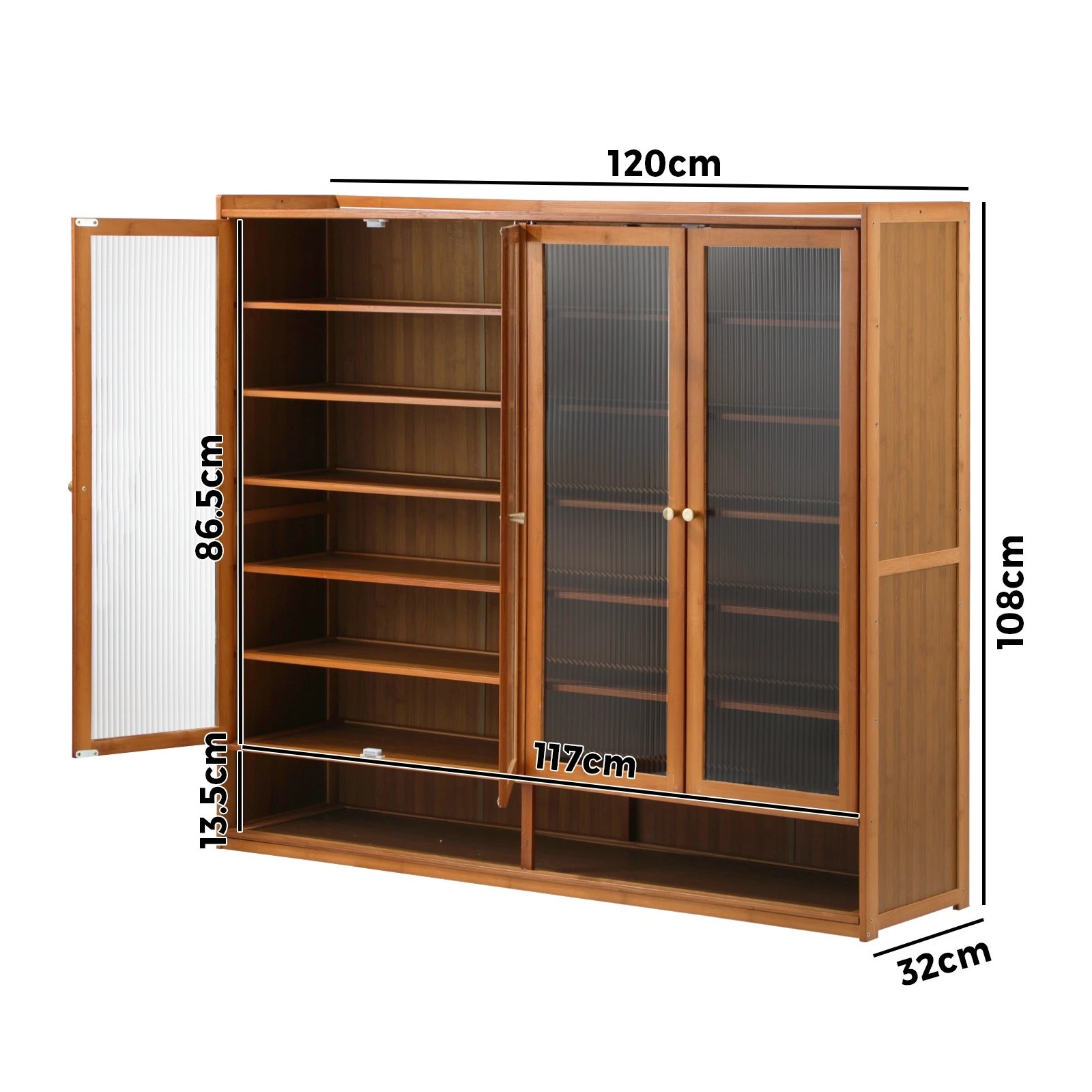 8 Oikiture Shoe Cabinet Shoes Storage Rack Organiser 4 Doors Shelf
 - Brown, 8 of 9