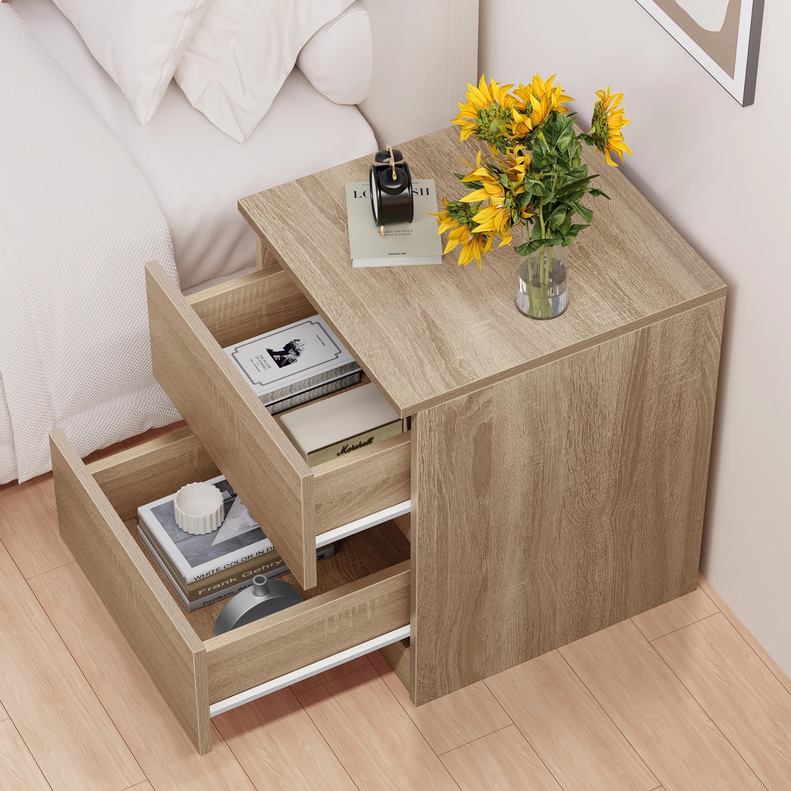 6 Alfordson Bedside Table Nightstand Storage Cabinet Side End Table - Wood, 6 of 10