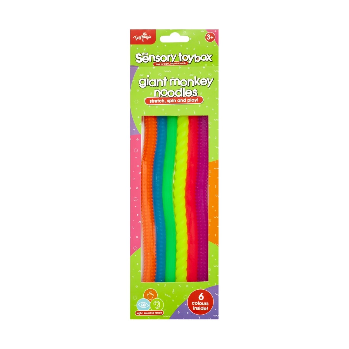 1 6 Piece ToyMania The Sensory Toy Box Giant Monkey Noodles, 1 of 4
