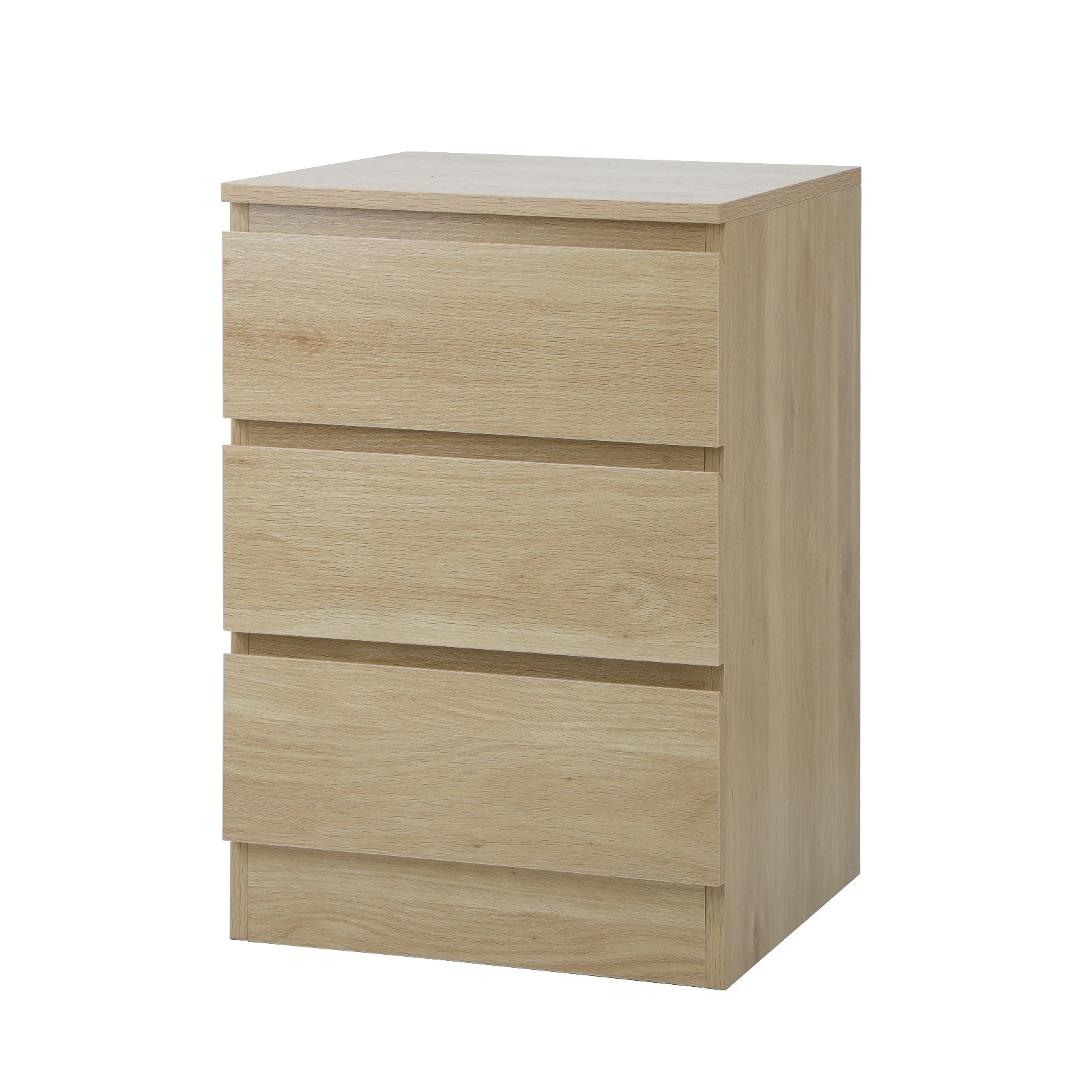 1 Oikiture Bedside Table 3 Drawers Side Tables Storage Cabinet Nightstand
 - Natural, 1 of 10