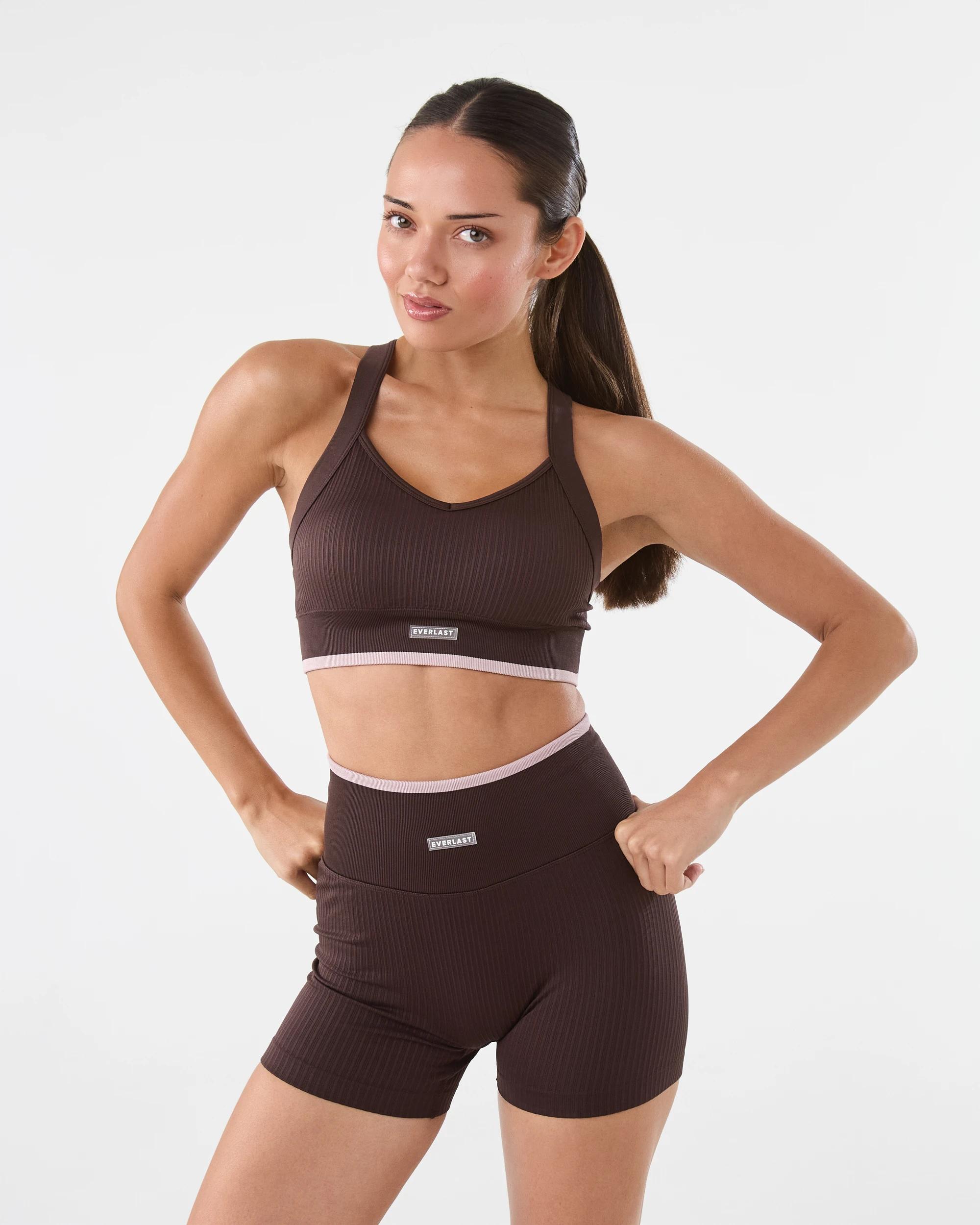 9 Everlast Womens Cross Back Seam Free Crop Top Coffee, 9 of 9