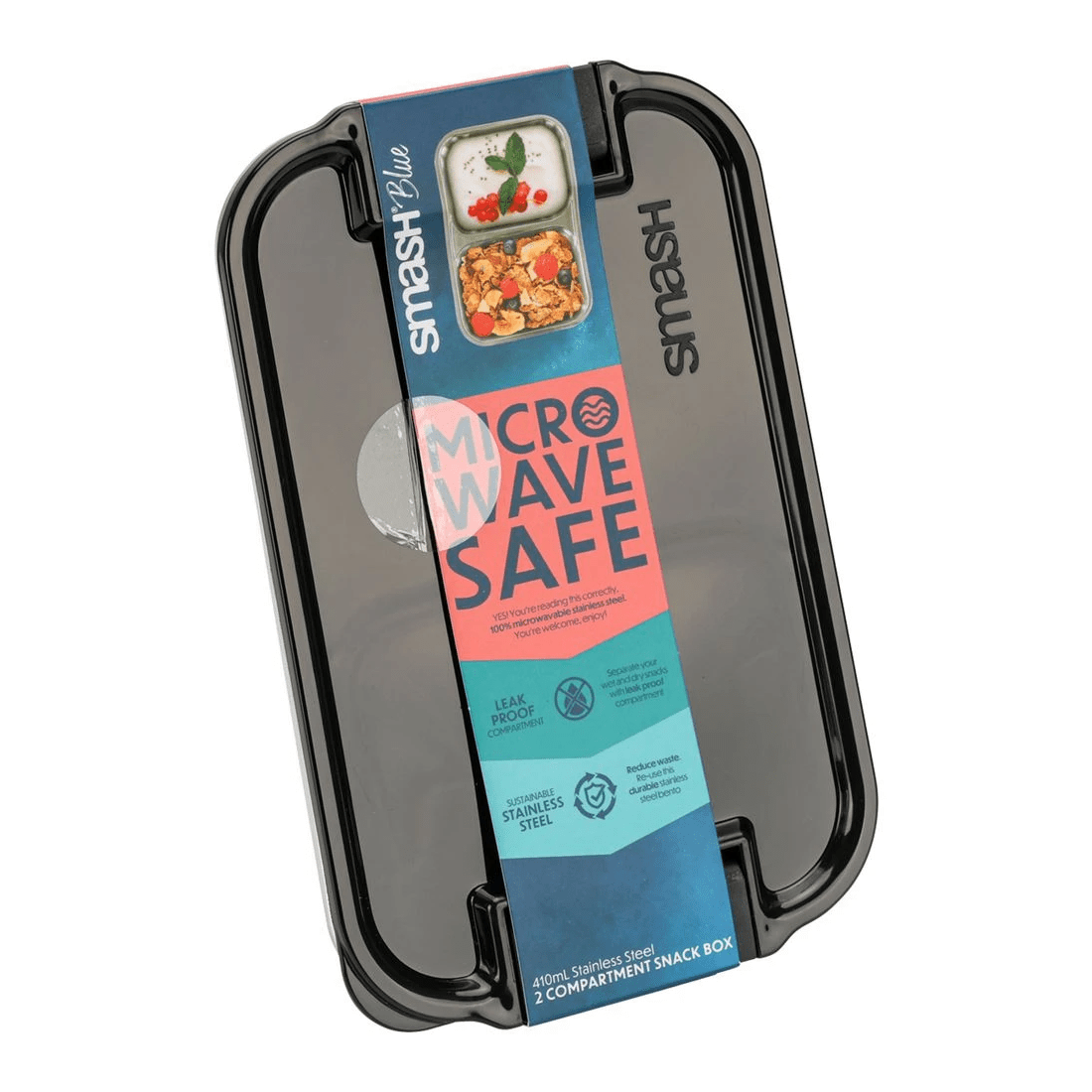 5 Smash 2 Compartment Snack Bento Box Black, 5 of 6