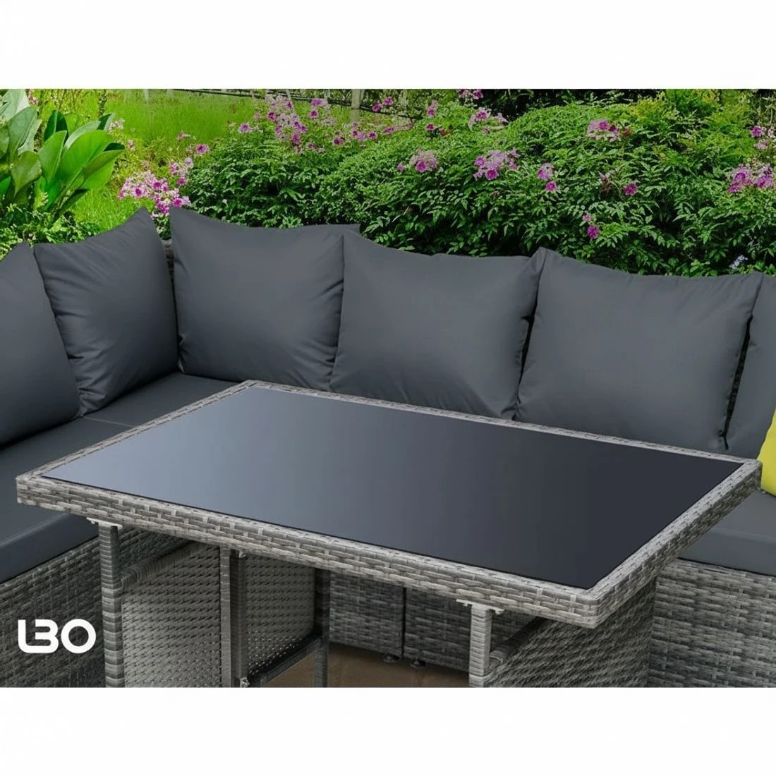 7 Gardeon Outdoor Dining Set Aluminum Table Chairs Wicker Setting Grey - Grey, 7 of 7