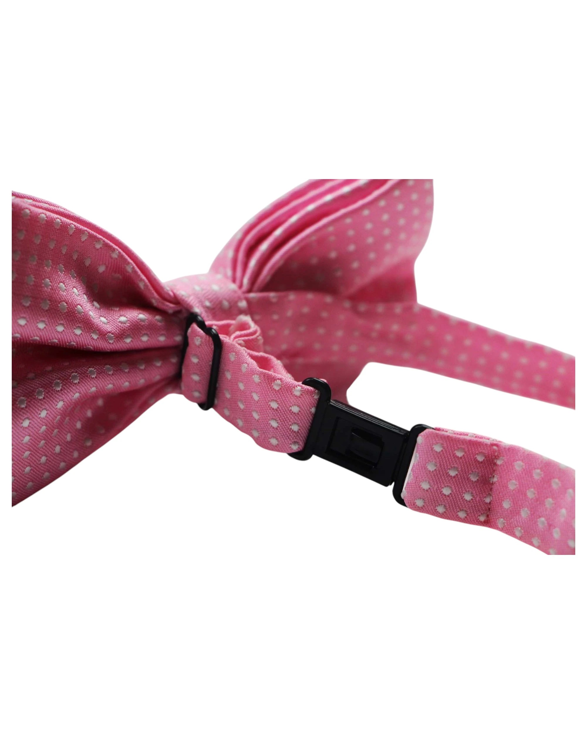 2 Zasel Mens Light Pink Plain Coloured Bow Tie With White Polka Dots, 2 of 3
