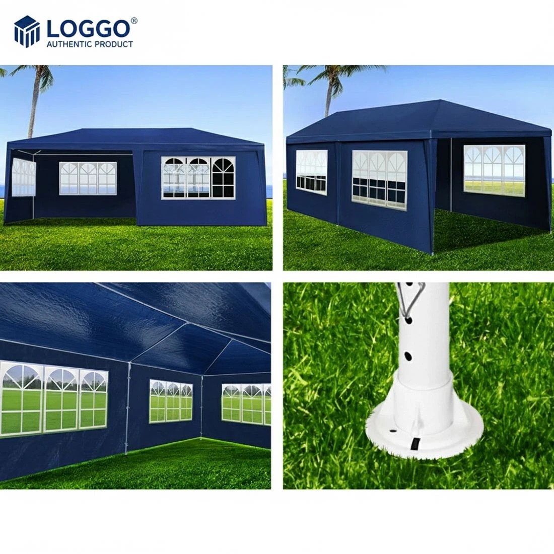 5 Instahut Gazebo 3x6m Marquee Wedding Party Tent Outdoor Camping Side Wall Canopy 6 Panel - Blue, 5 of 6