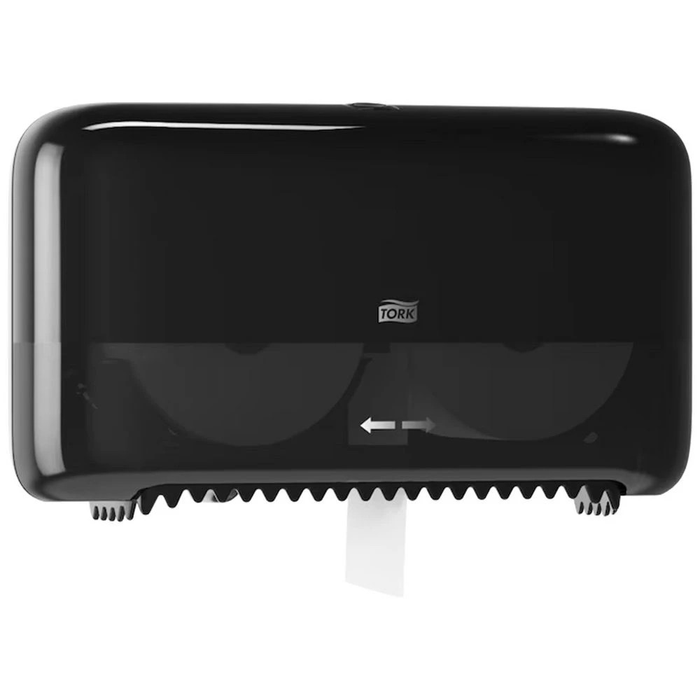 2 Tork Twin Mid-Size Toilet Roll Dispenser T7 Black, 2 of 5