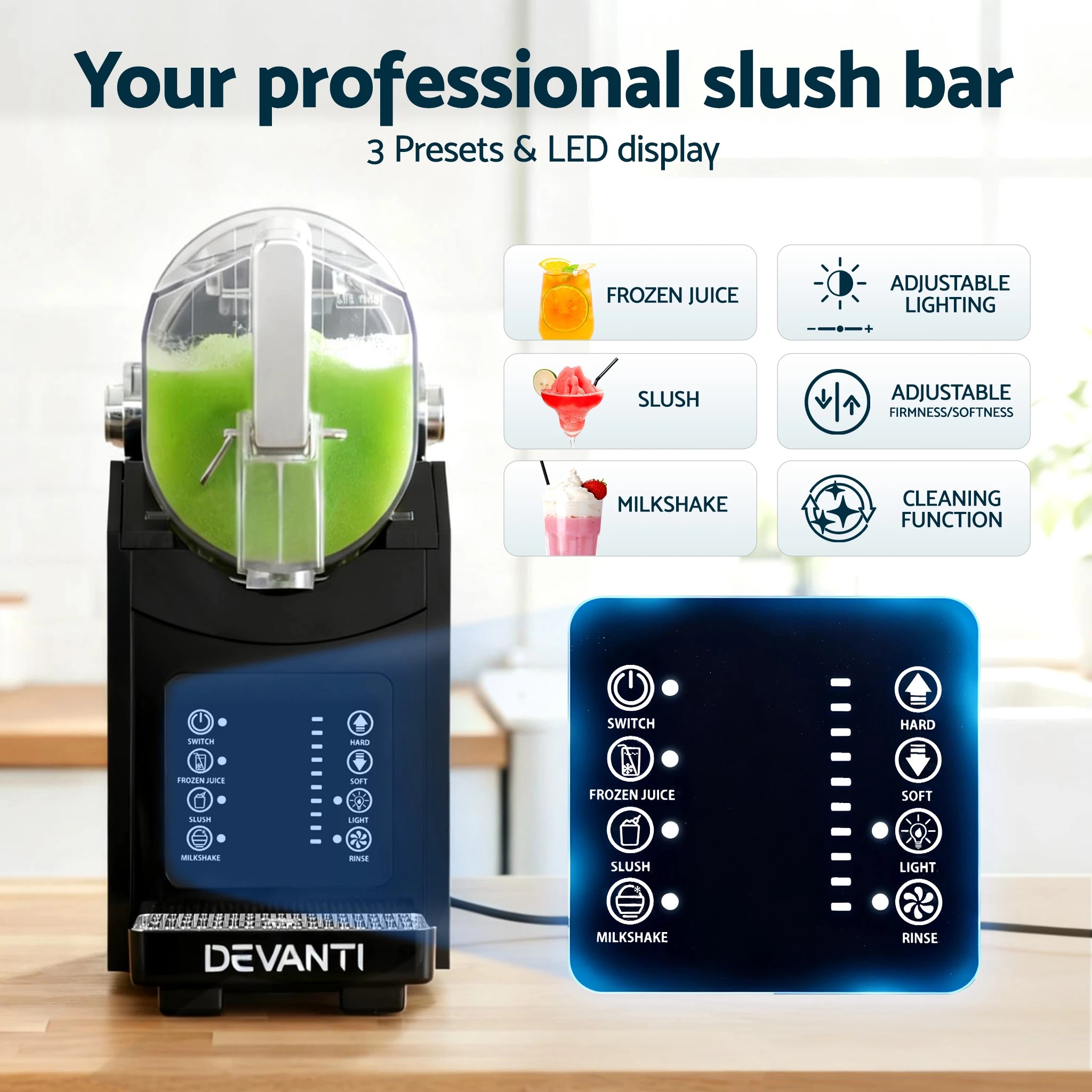 5 Devanti 1.8L Slushie Machine Maker Frozen Smoothies Milkshakes - Black, 5 of 8