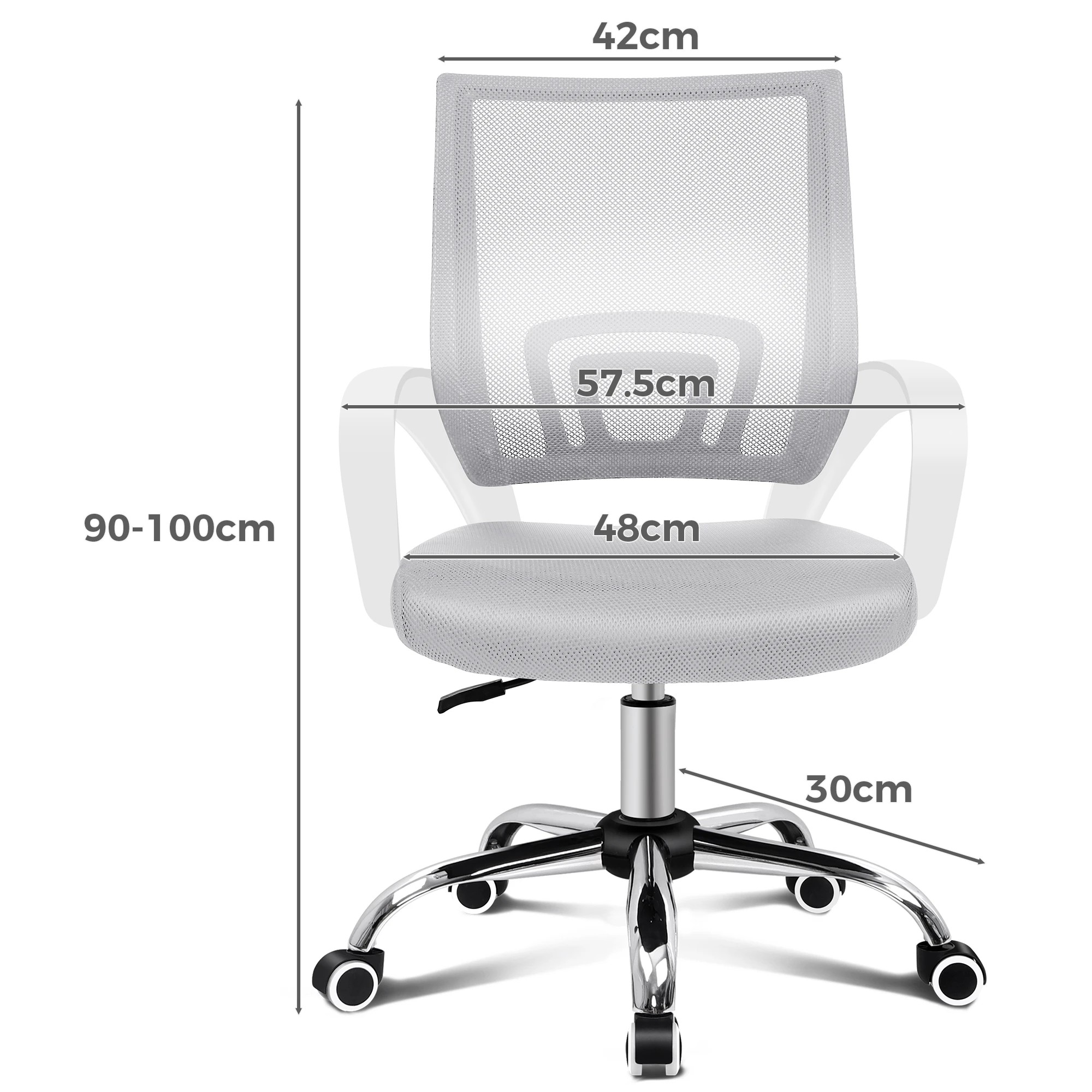 8 Alfordson Mesh Office Chair Executive Gaming Seat Computer Racing Work - White Grey, 8 of 10
