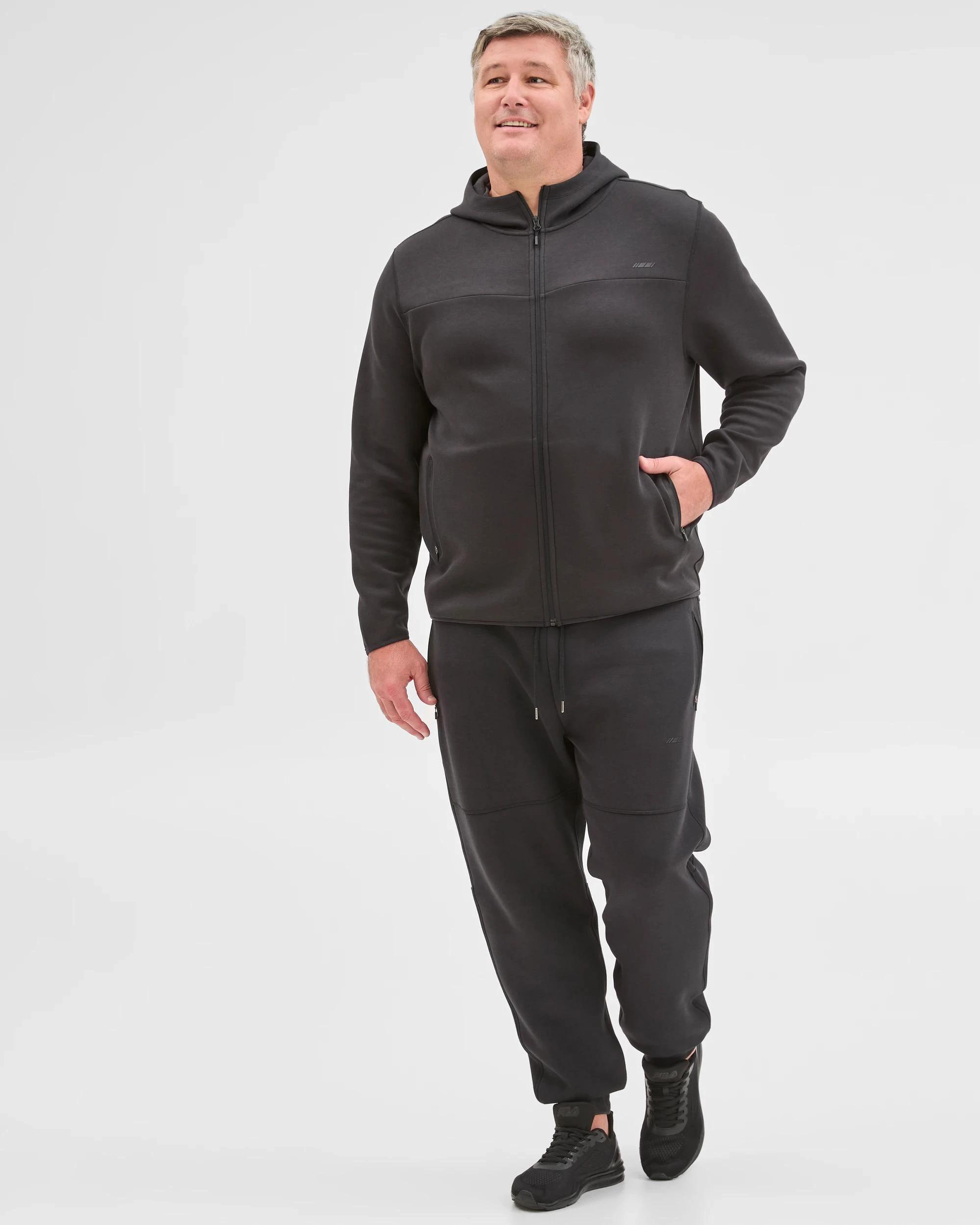2 Target Man Plus Size Australian Cotton Blend Active Zip Through Fleece Hoodie BLACK, 2 of 5