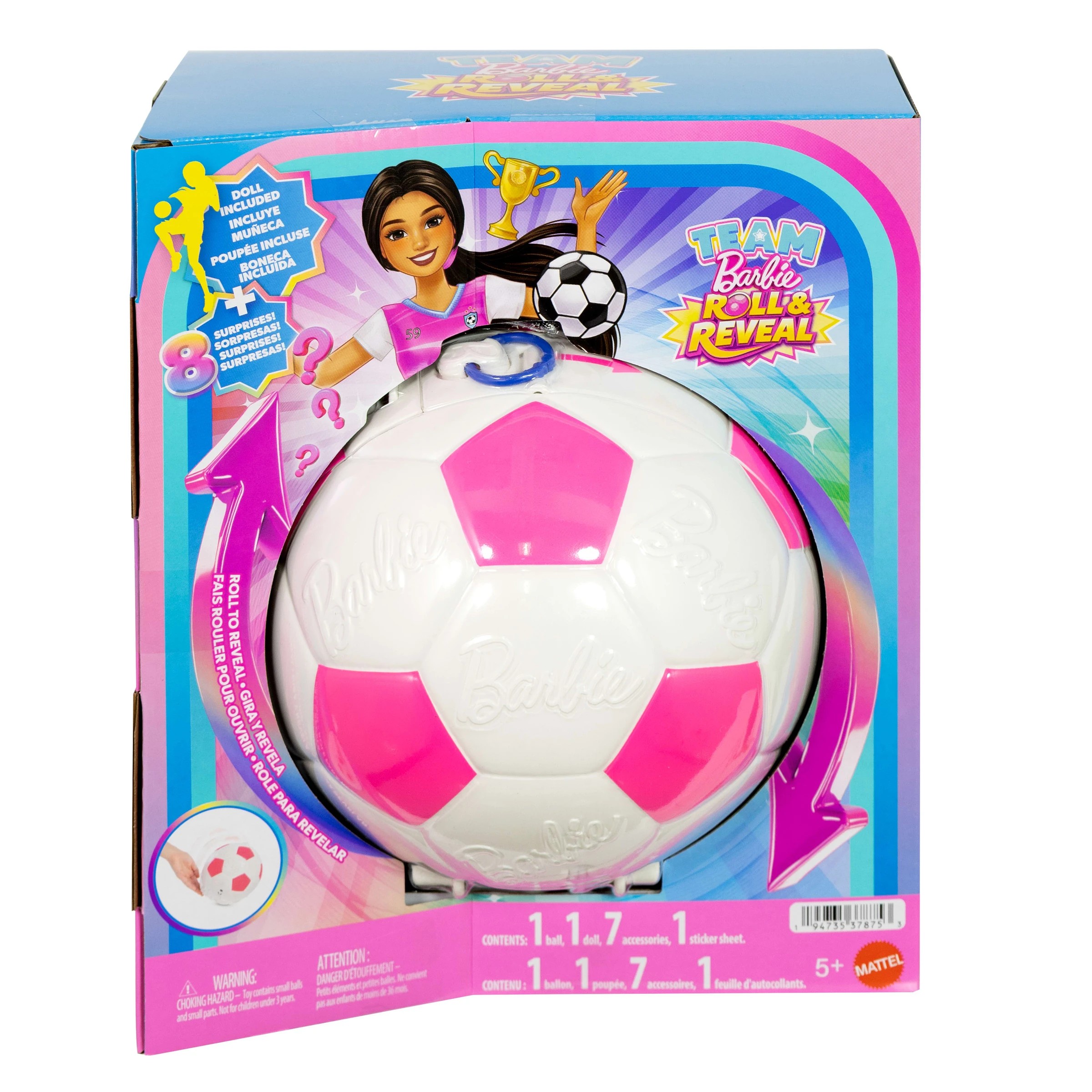 1 Barbie Team Barbie Roll & Reveal Soccer Player Doll and Accessories, 1 of 7