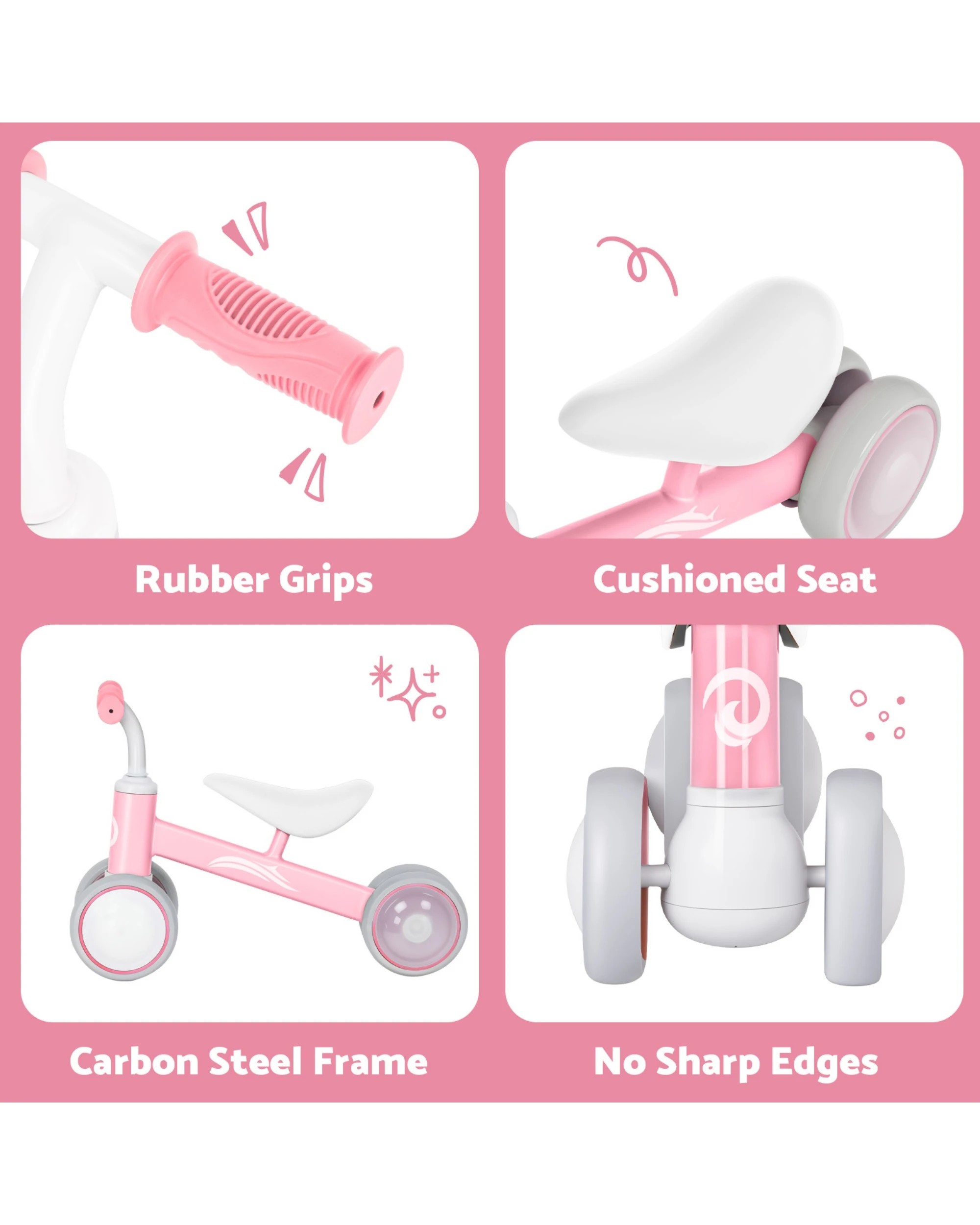 7 Advwin Baby Balance Bike Colorful Lighting Toddler No Pedal Push Bicycle Ride on Toy for 12-36 Month Pink, 7 of 8