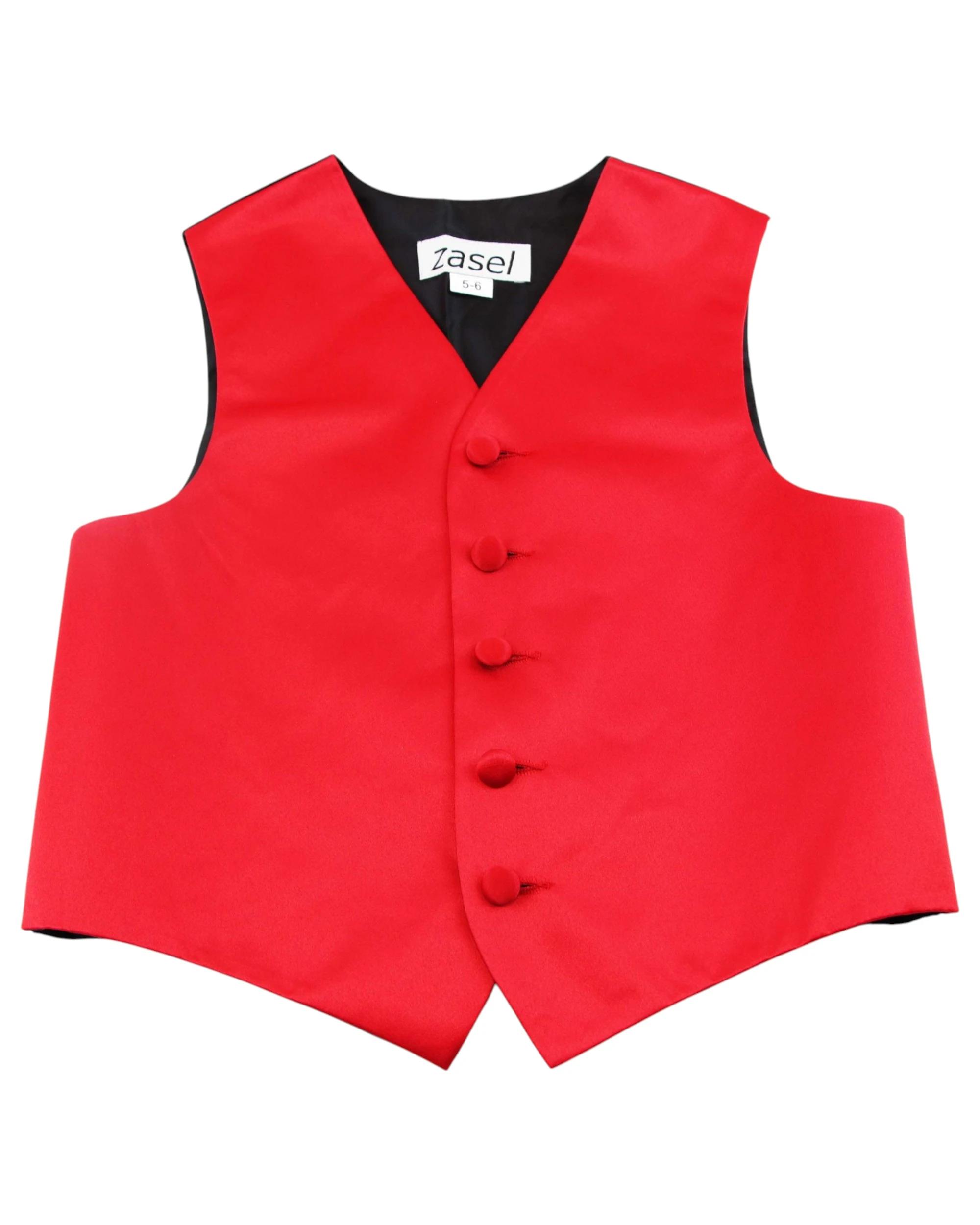 1 Zasel Boys Junior Vest Adjustable Waistcoat RED, 1 of 3