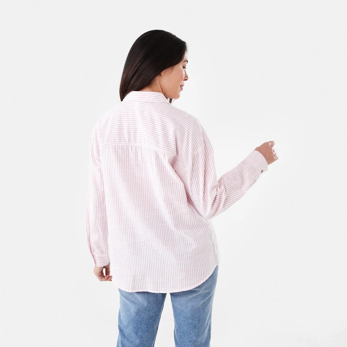 3 Long Roll Sleeve Cotton Shirt Strp Pink, 3 of 6