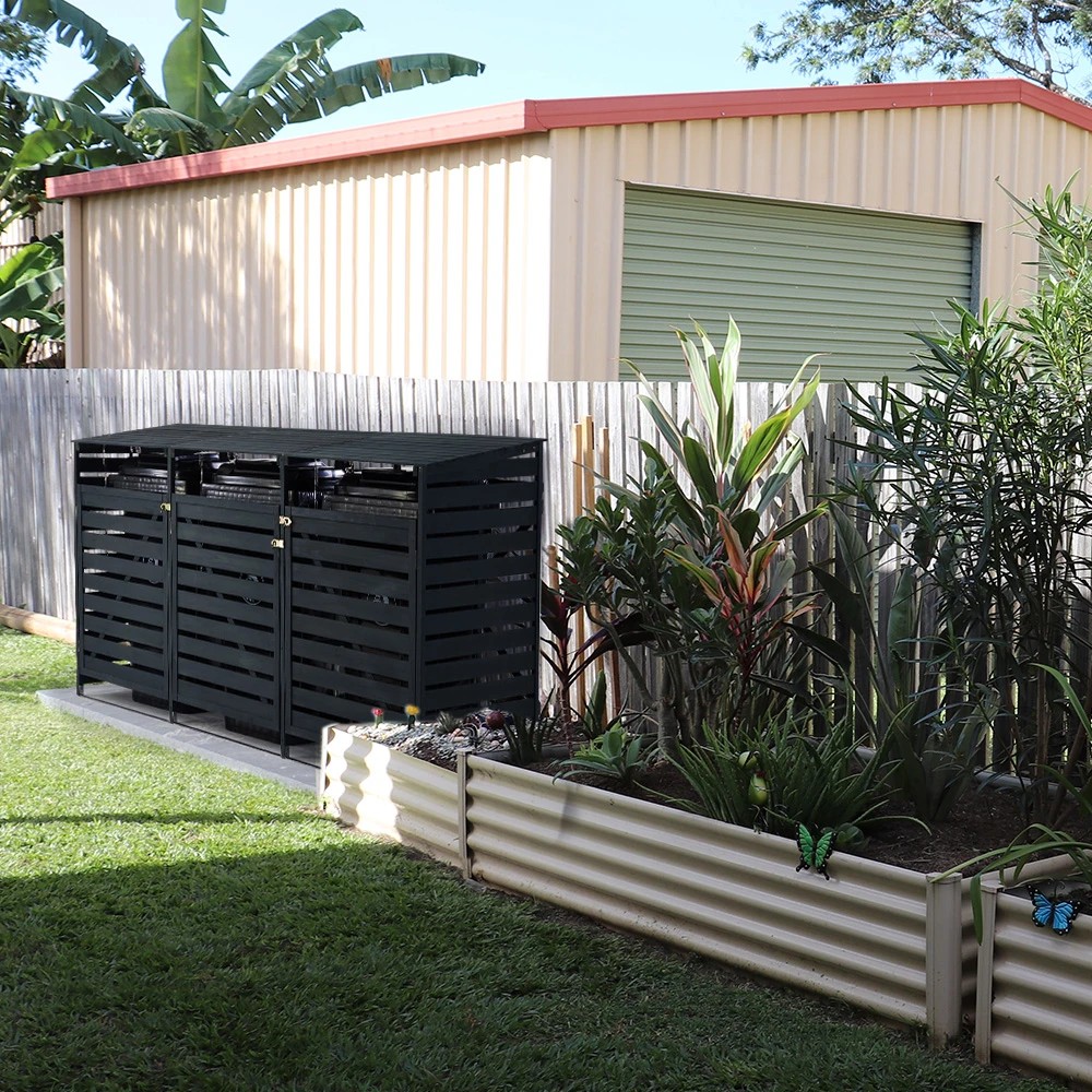 5 PlantCraft Triple Wood Wheelie Bins Storage Shed, 5 of 6
