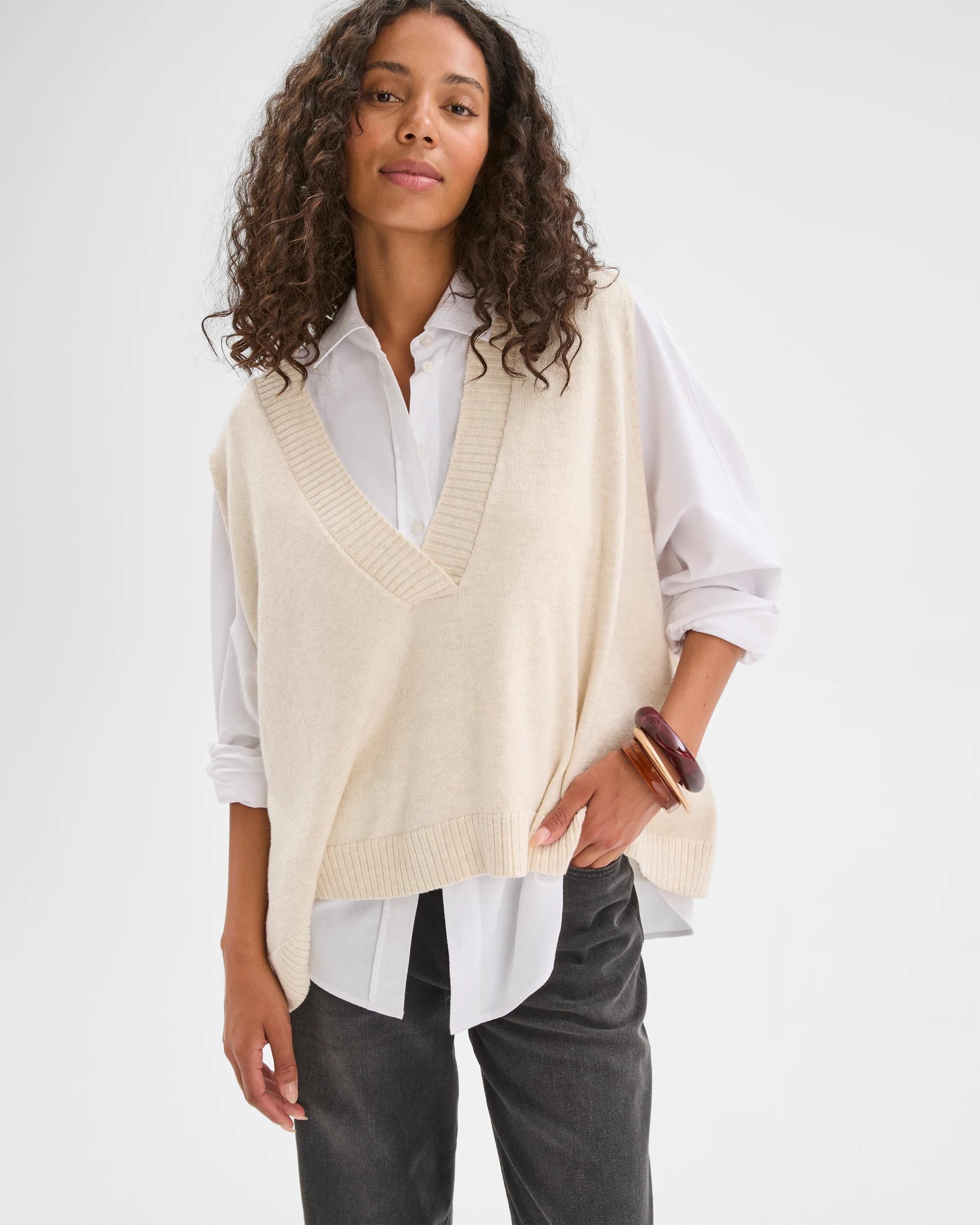 Target Woman Australian Cotton Blend Deep V-Neck Oversized Knit