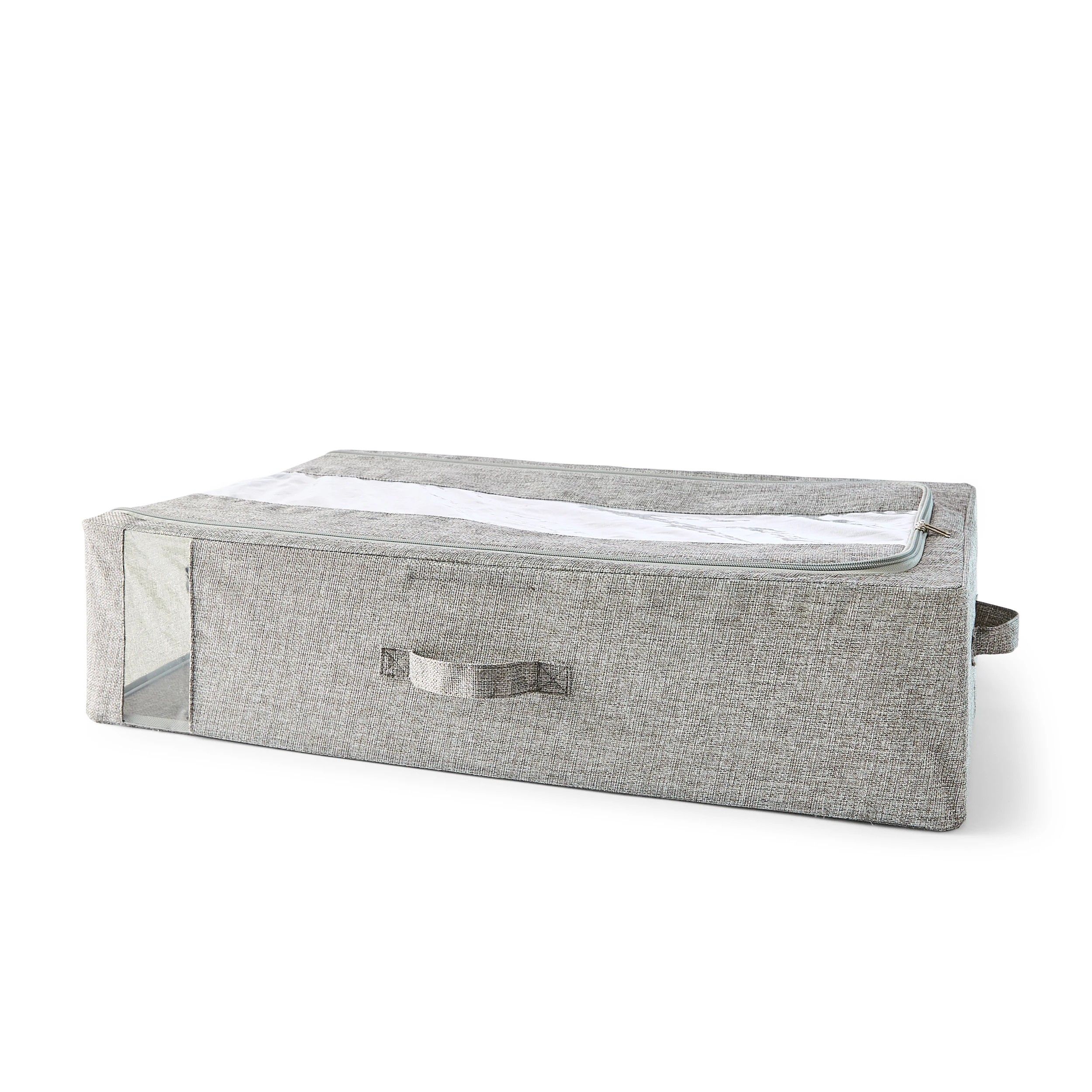 4 Linen Look Underbed Collapsible Box - Charcoal, 4 of 8