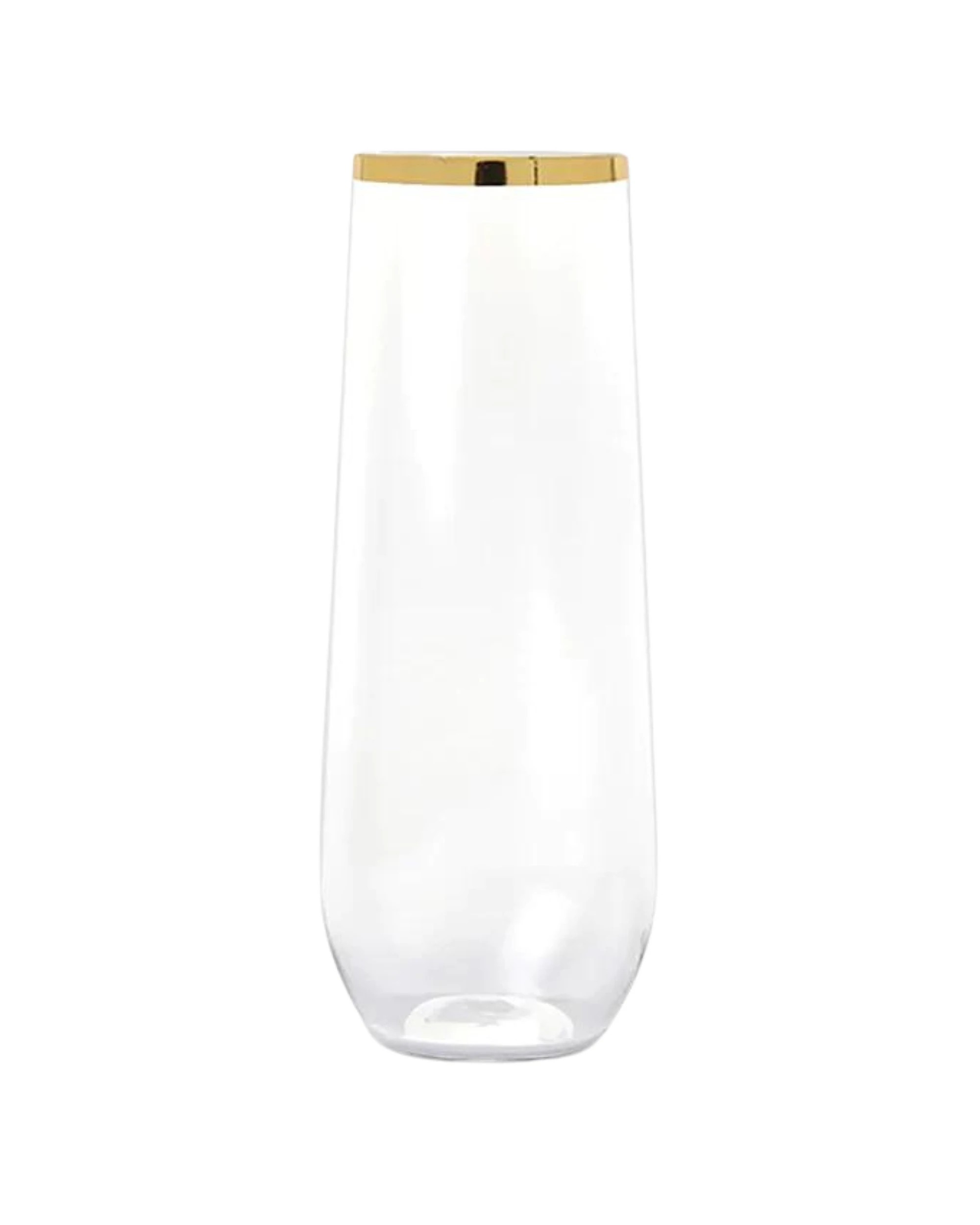 2 Partyware Gold Trim Plastic Stemless Champagne Glasses 250ml Pack of 4 - Clear, Gold, 2 of 3
