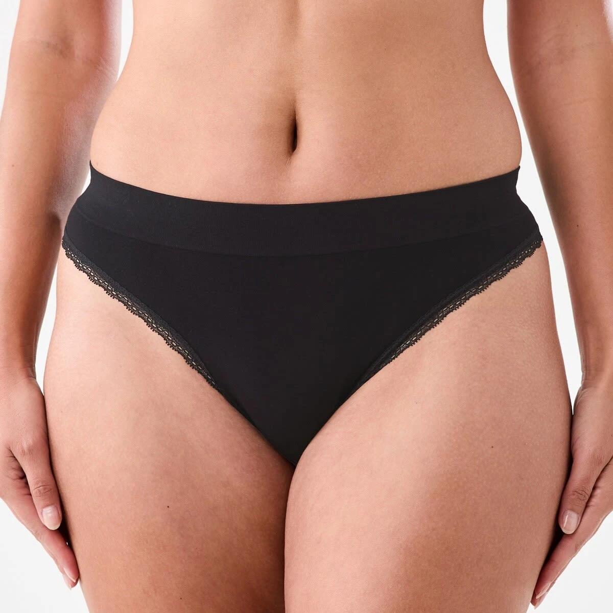 4 3 Pack Seamfree Bamboo Lace G-string Briefs BLACK, BLACK, BLACK, 4 of 6