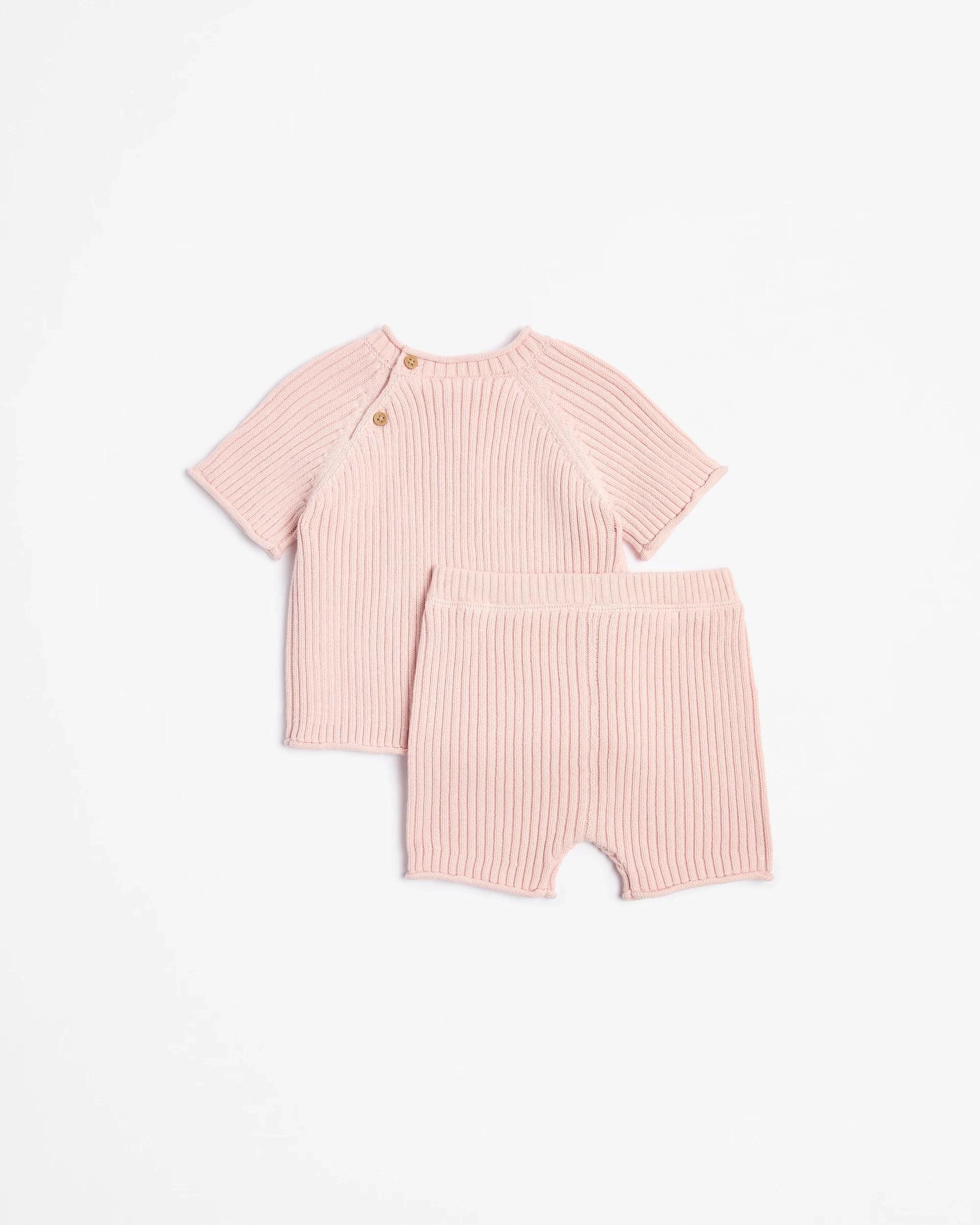 3 Target Baby Girls Rib Knit Top Short Set PINK LOTUS, 3 of 3