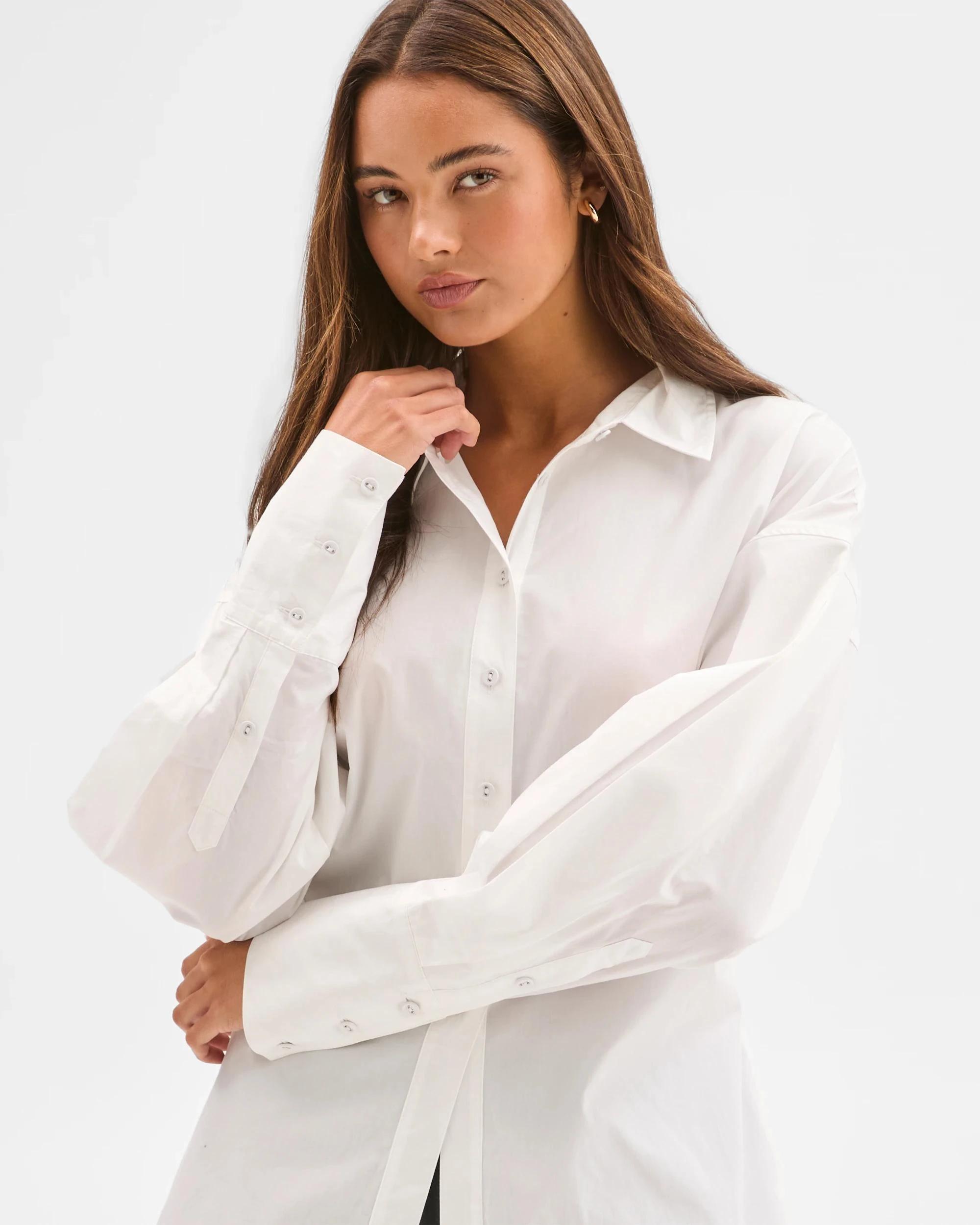 3 Target Lily Loves Australian Cotton Tie Detail Shirt WHITE, 3 of 7