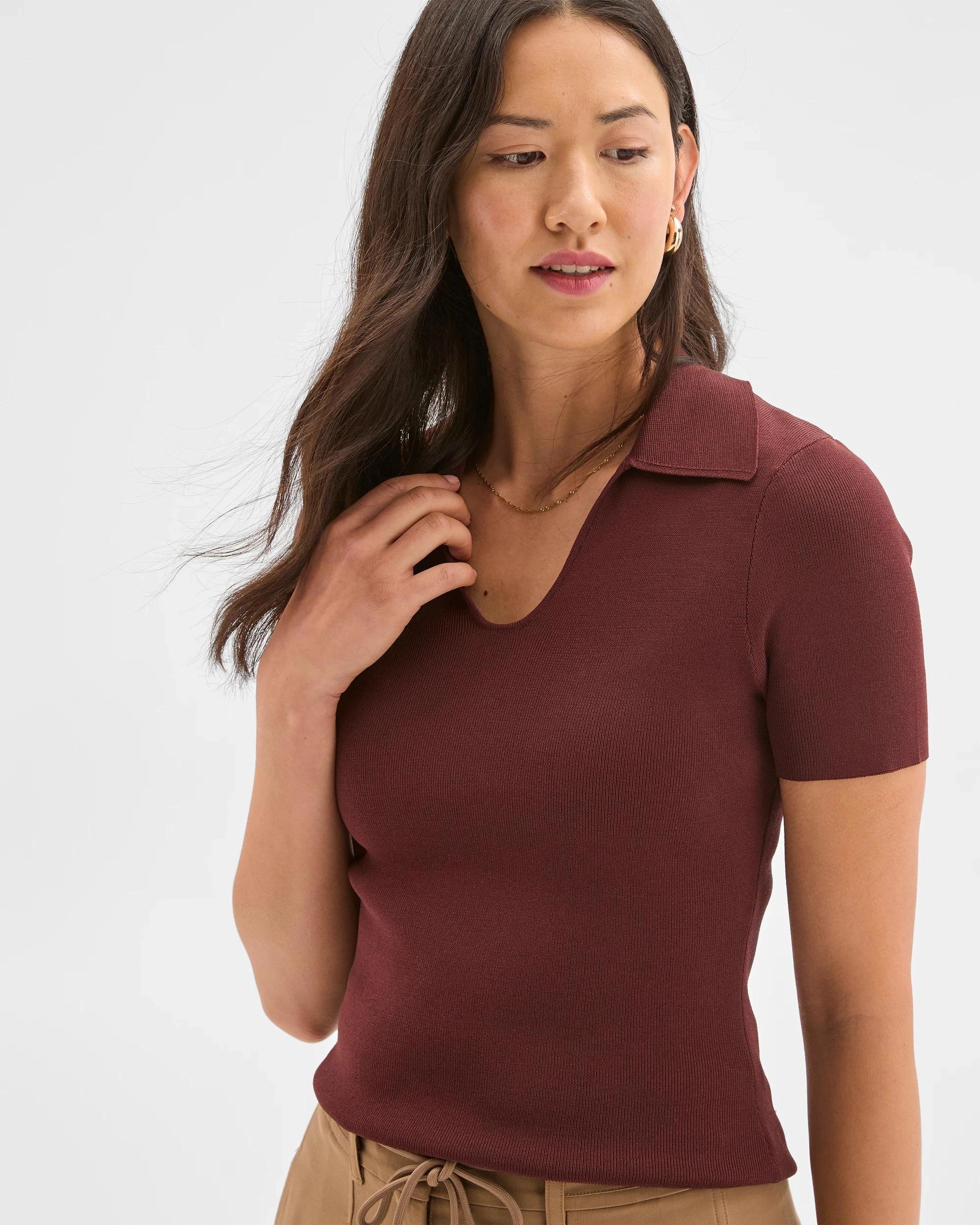 4 Preview Short Sleeve Ultimate Polo Top RUM RAISIN, 4 of 8