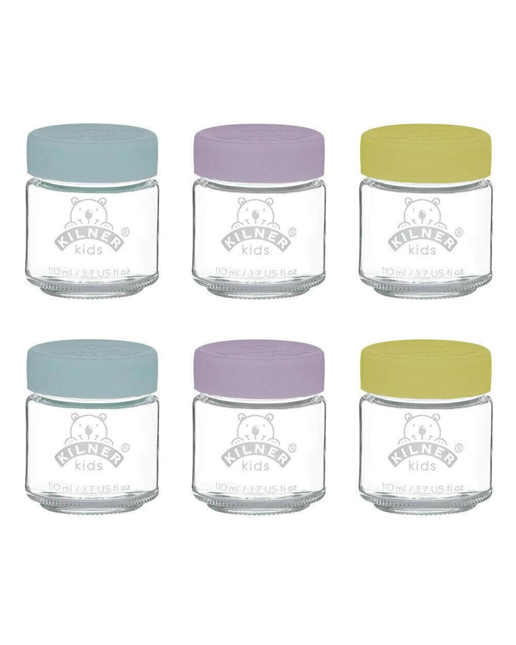 1 Kilner Kids 6pc Glass Jar Canister Baby Food Storage Set W Lid 110ml, 1 of 2