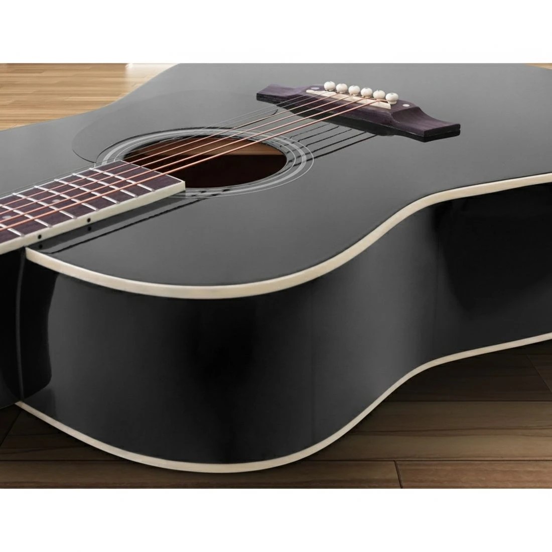 5 Alpha 41 Inch Acoustic Guitar Wooden Body Steel String Dreadnought - Black, 5 of 7