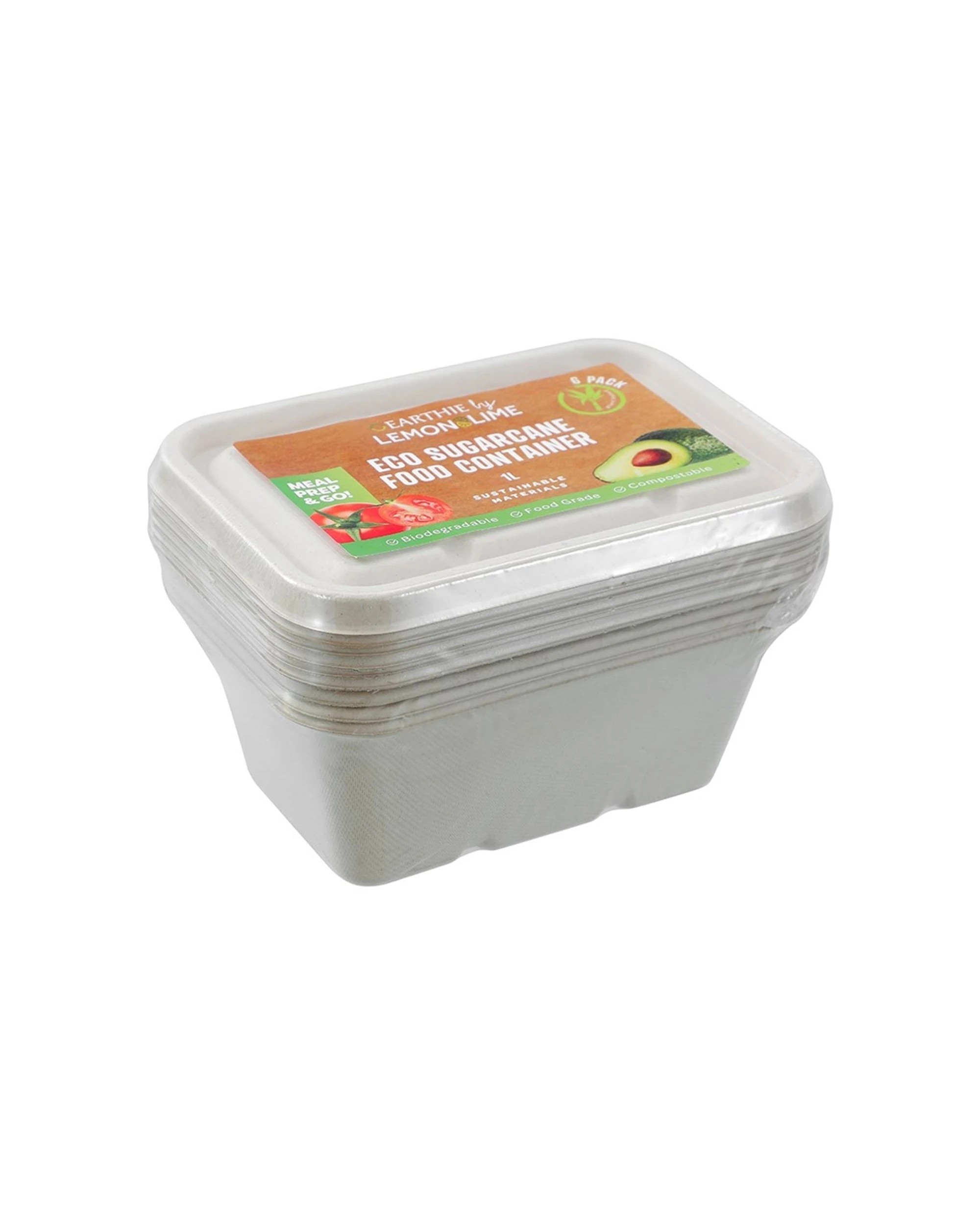 2 Lemon & Lime 12x 6pc Eco Sugarcane Food Container Set 1L Biodegradable Set - Multi, 2 of 6