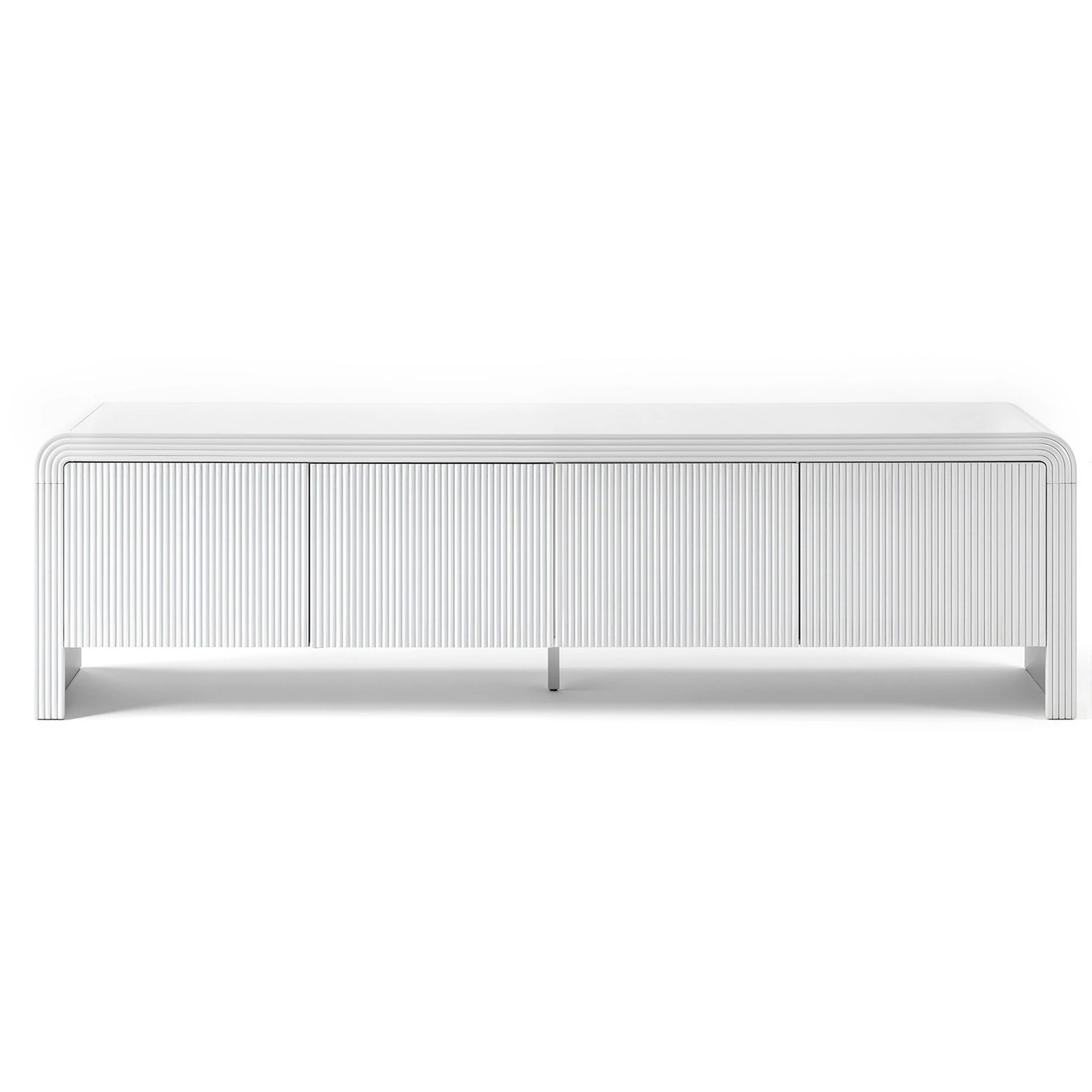 4 Artiss TV Unit Storage Cabinet Fluted Style Rounded Corner - White, 4 of 9