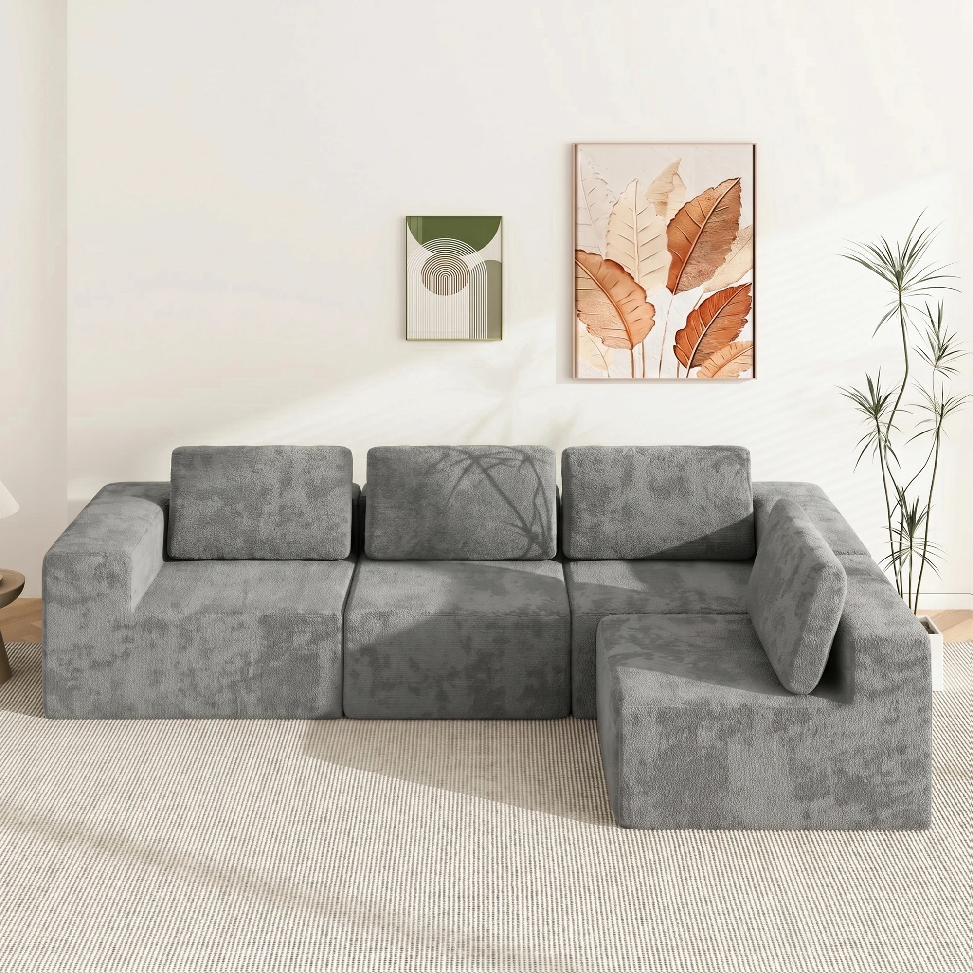 6 Advwin 340cm 4 Seater Sofa Modern Modular Sectional Couch No Assembly- Grey, 6 of 9