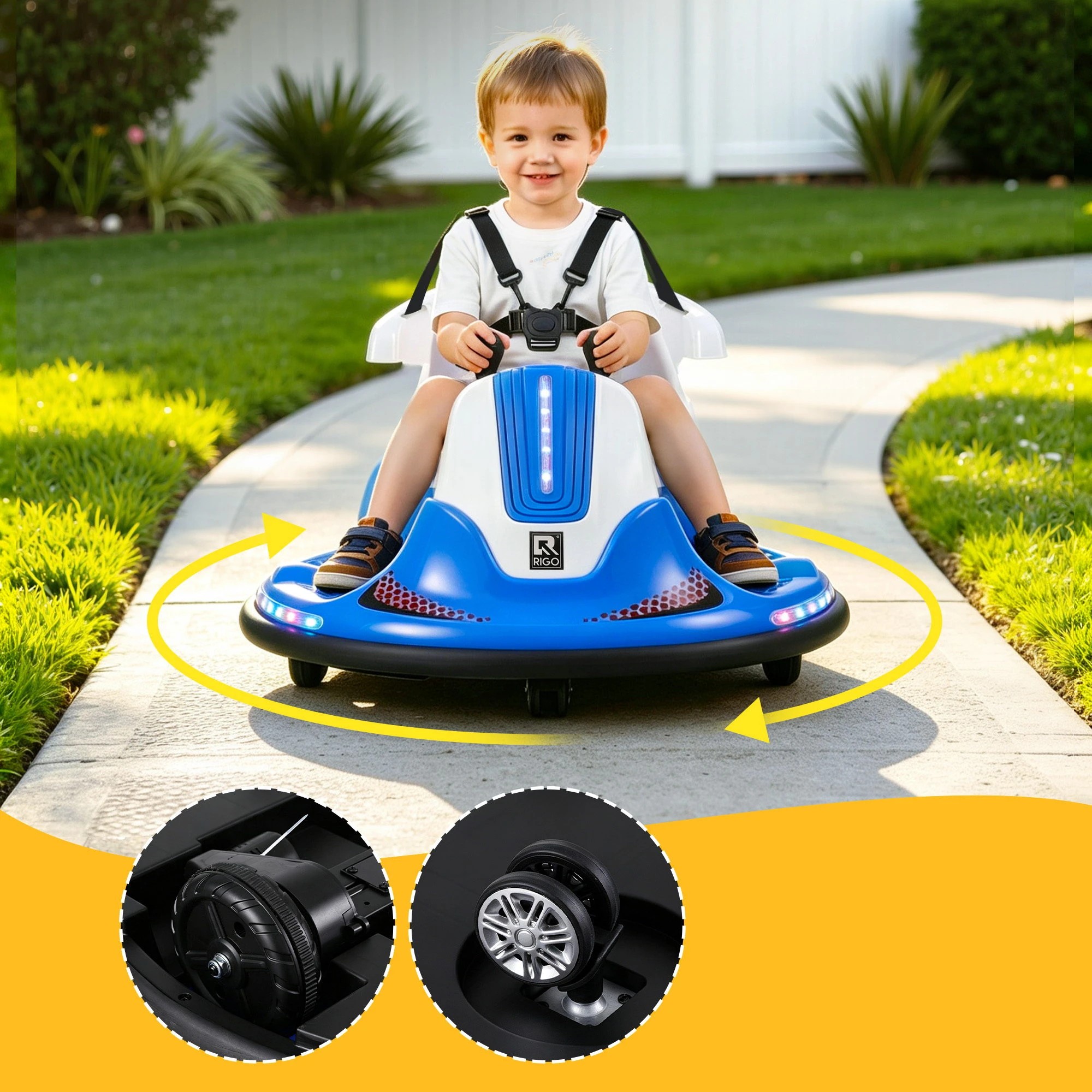 6 Rigo Ride on Cars Kids Bumper 12V Ride on Toy Toddler Remote Control - Blue, 6 of 10