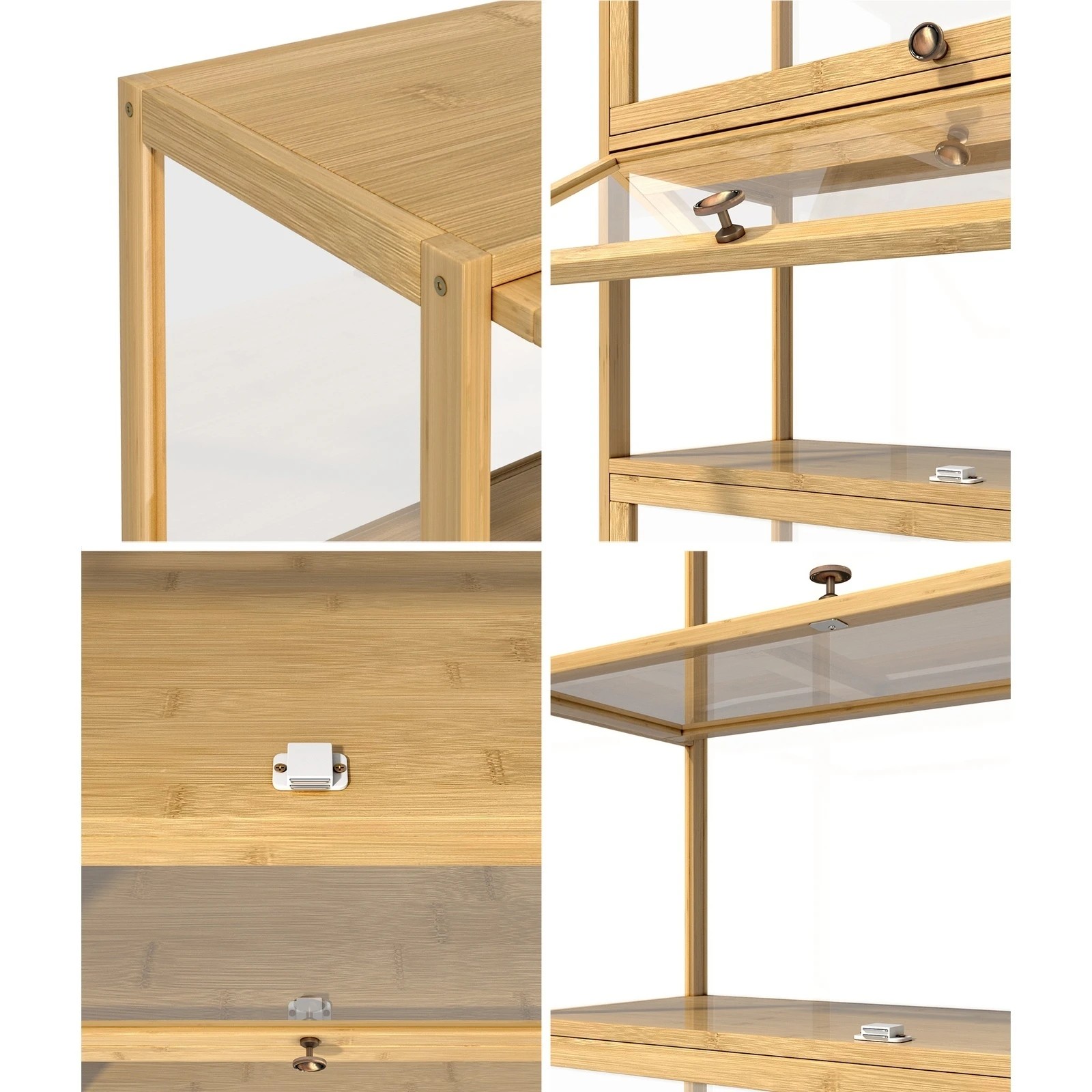 4 Oikiture Display Cabinet Storage 5-tier Shelves Clear Bookcase Stand Rack
 - Natural, 4 of 9