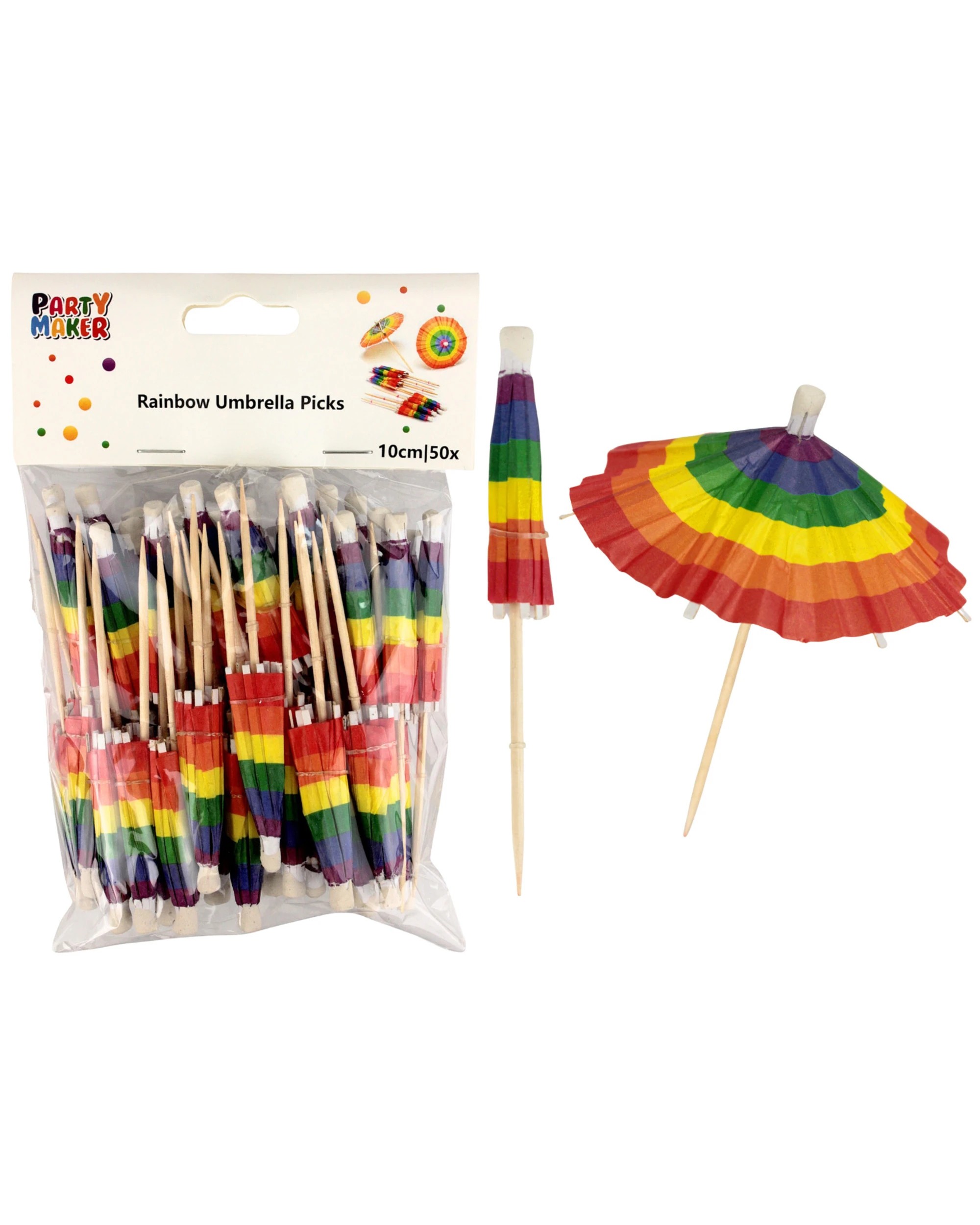 1 Partyrama Rainbow Cocktail Umbrella Picks Pack of 50Multi - Multi, 1 of 3