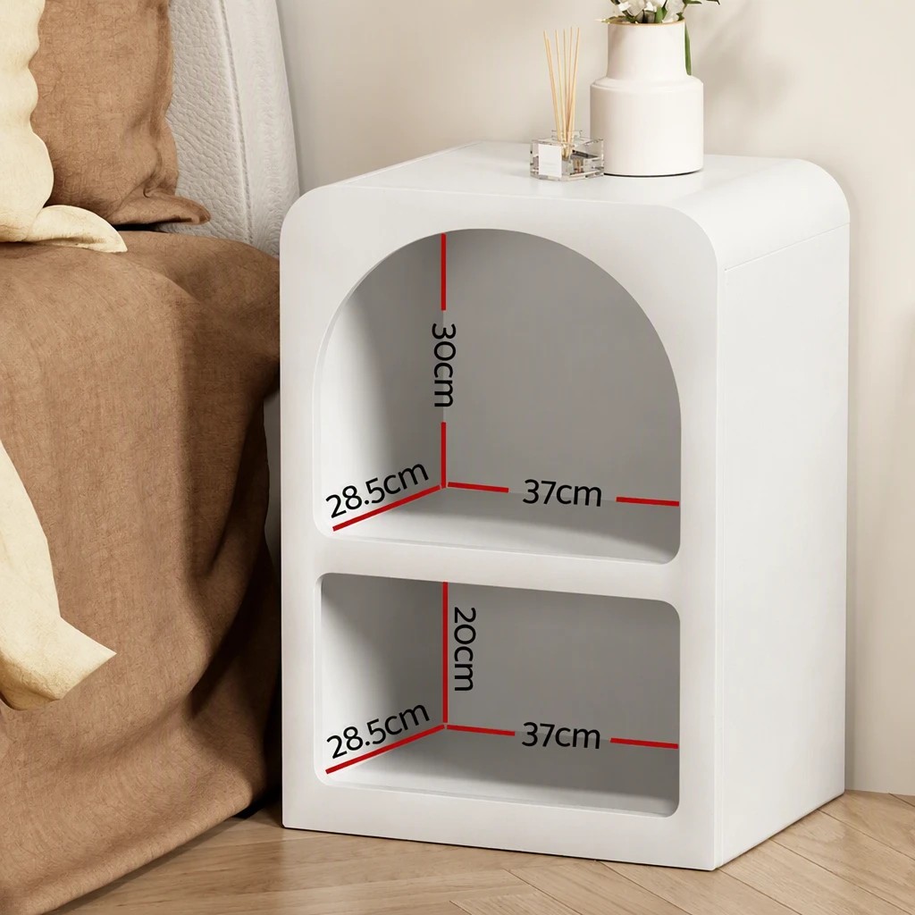 4 Artiss 2x Bedside Table 2 Shelves - ARCHED - White, 4 of 6