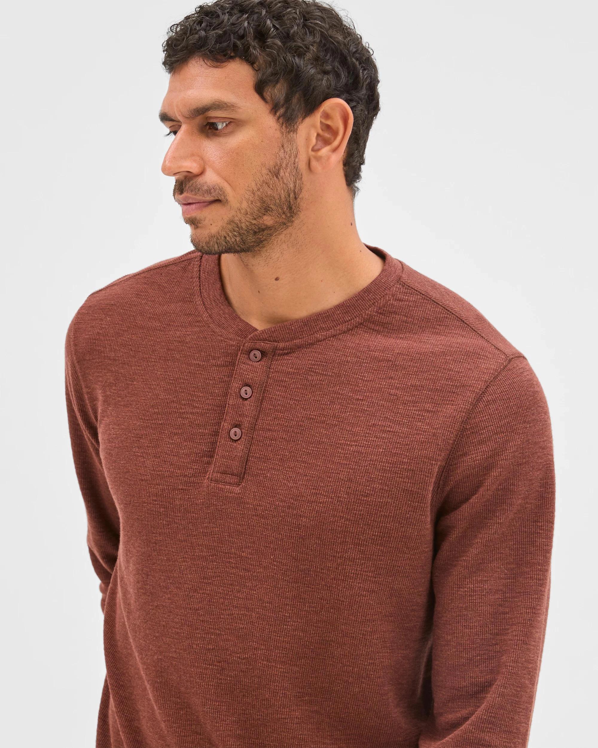 4 Target Australian Cotton Waffle Henley T-Shirt OXBLOOD MARLE, 4 of 6