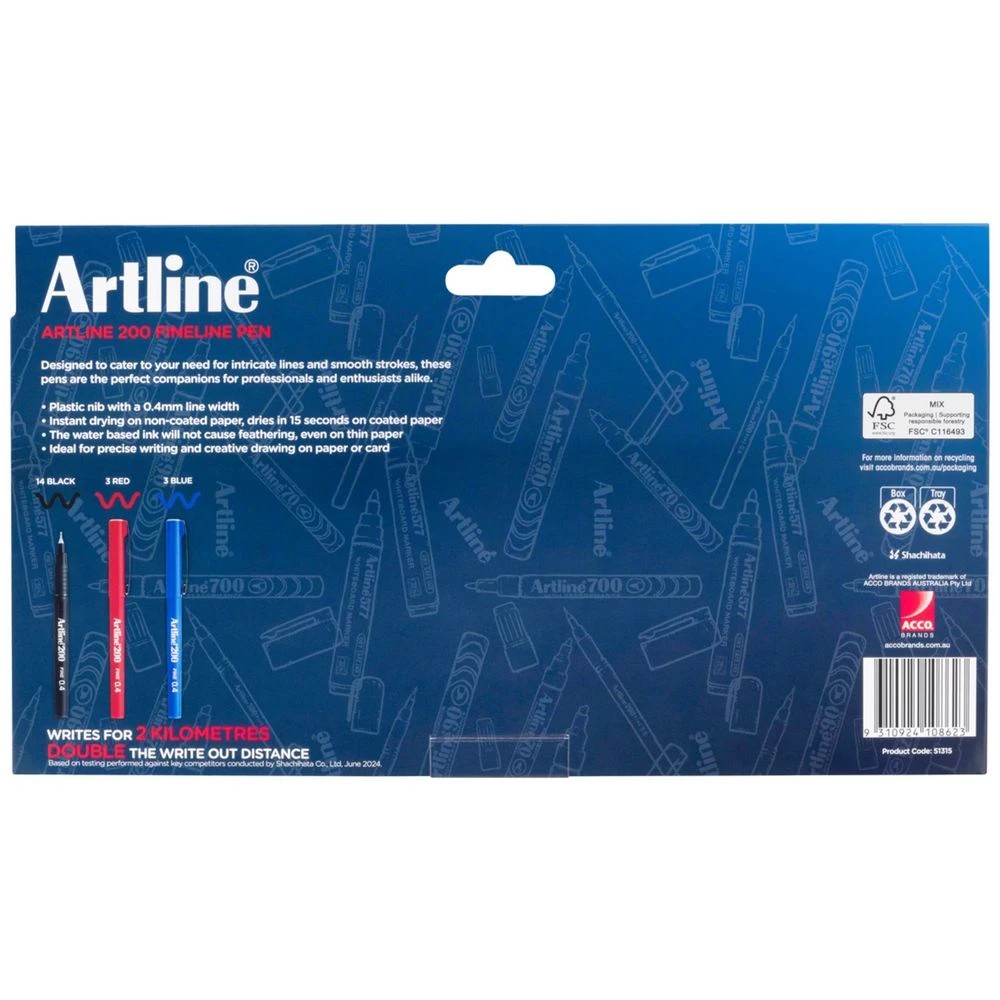 3 Artline 200 Fineliner 0.4mm 20 Pack, 3 of 4