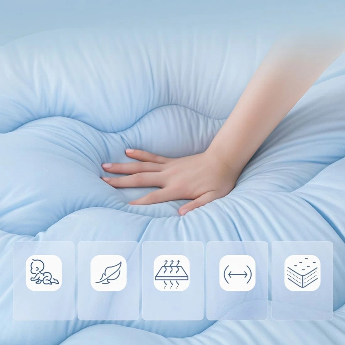 7 Giselle 5cm Mattress Topper Pillowtop toppers Double - Blue, 7 of 9