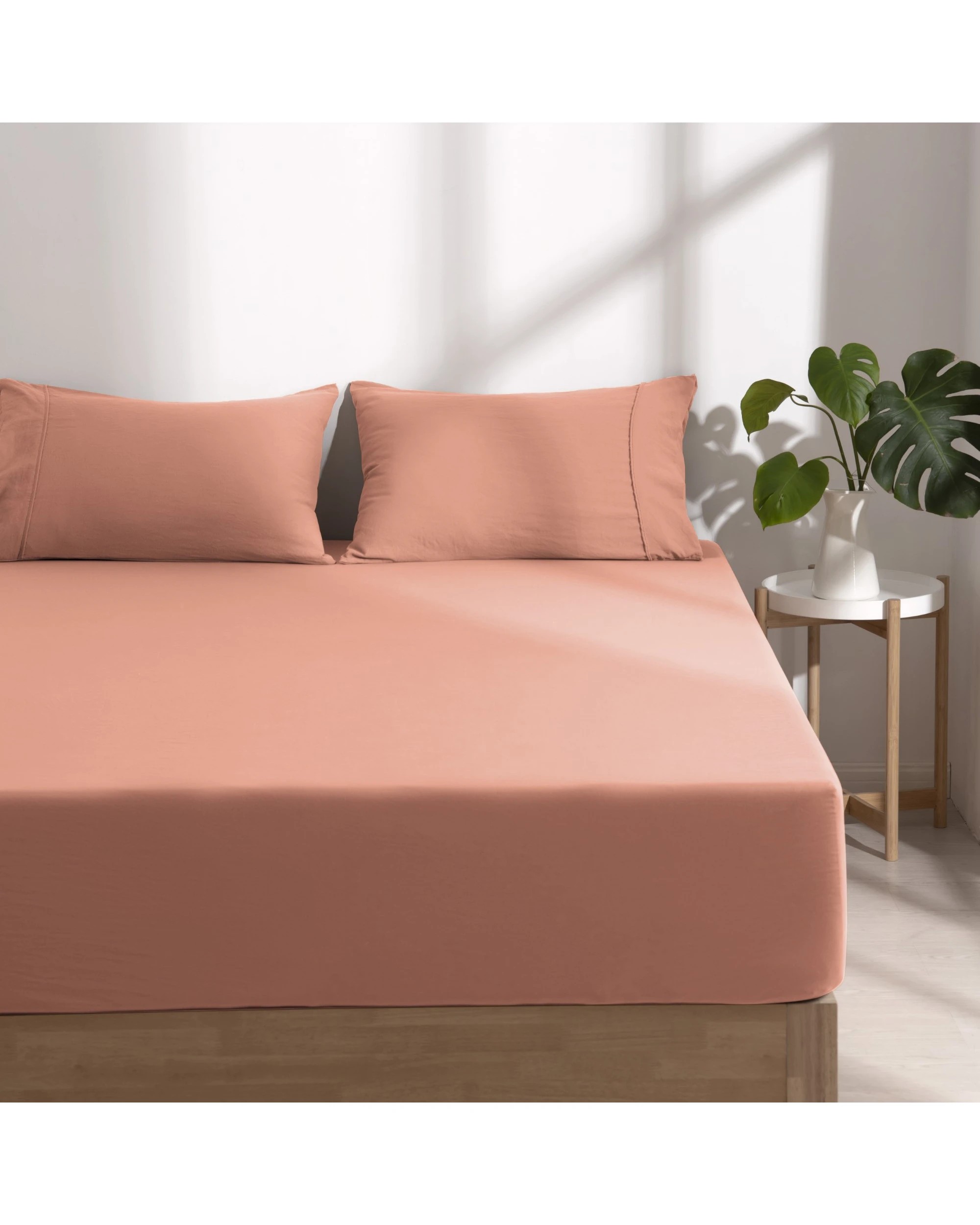 2 Dreamaker Superfine Washed Microfibre Combo Fitted Sheet Set - Queen Bed - Pink Clay, 2 of 8