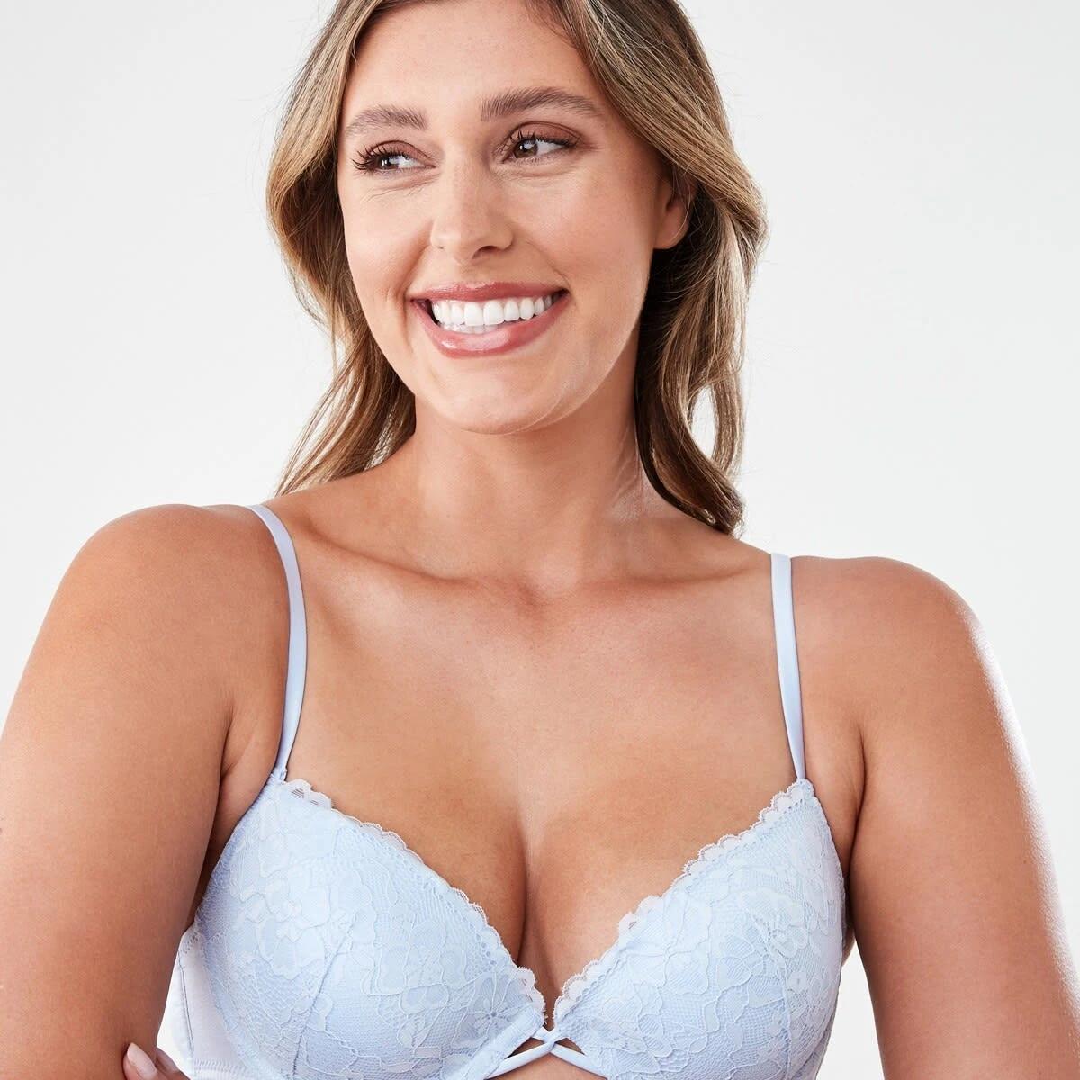 4 Co-ordinated Lace & Satin Push-Up Bra Halo Blue, 4 of 8