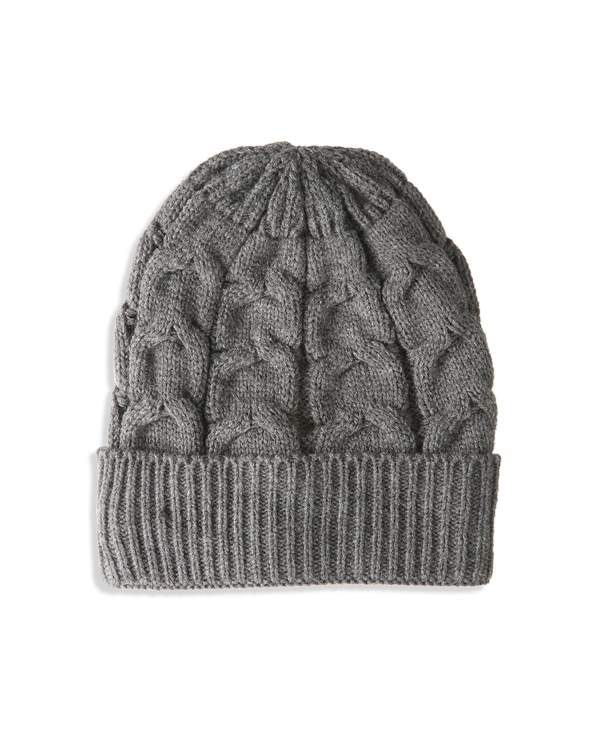 1 Elle Women's Cable Knitted Acrylic Beanie Hat One Size Warm Winter Accessory - Grey, 1 of 1