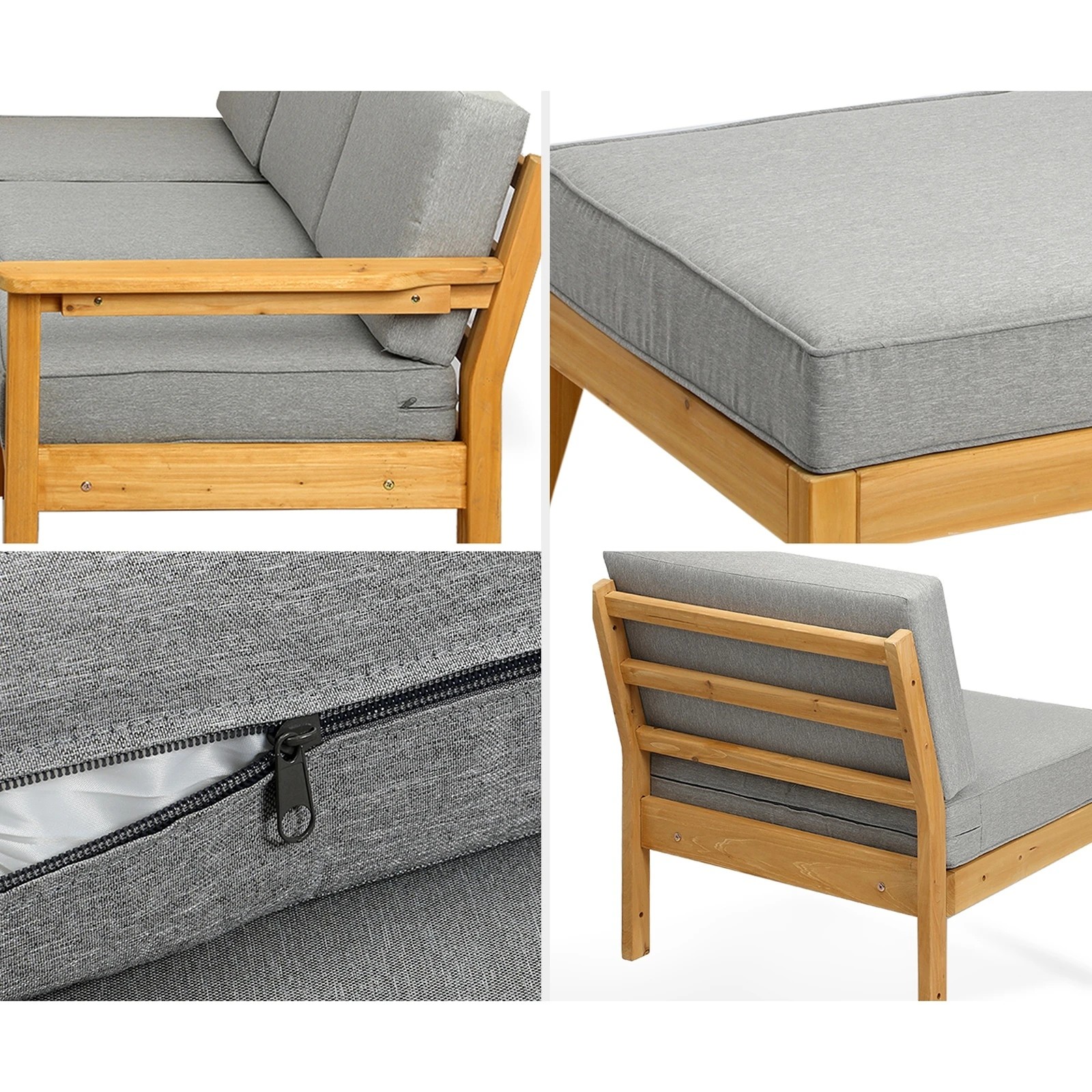 6 Livsip 6 Piece Outdoor Lounge Wooden Sofa Set - Multi, 6 of 7