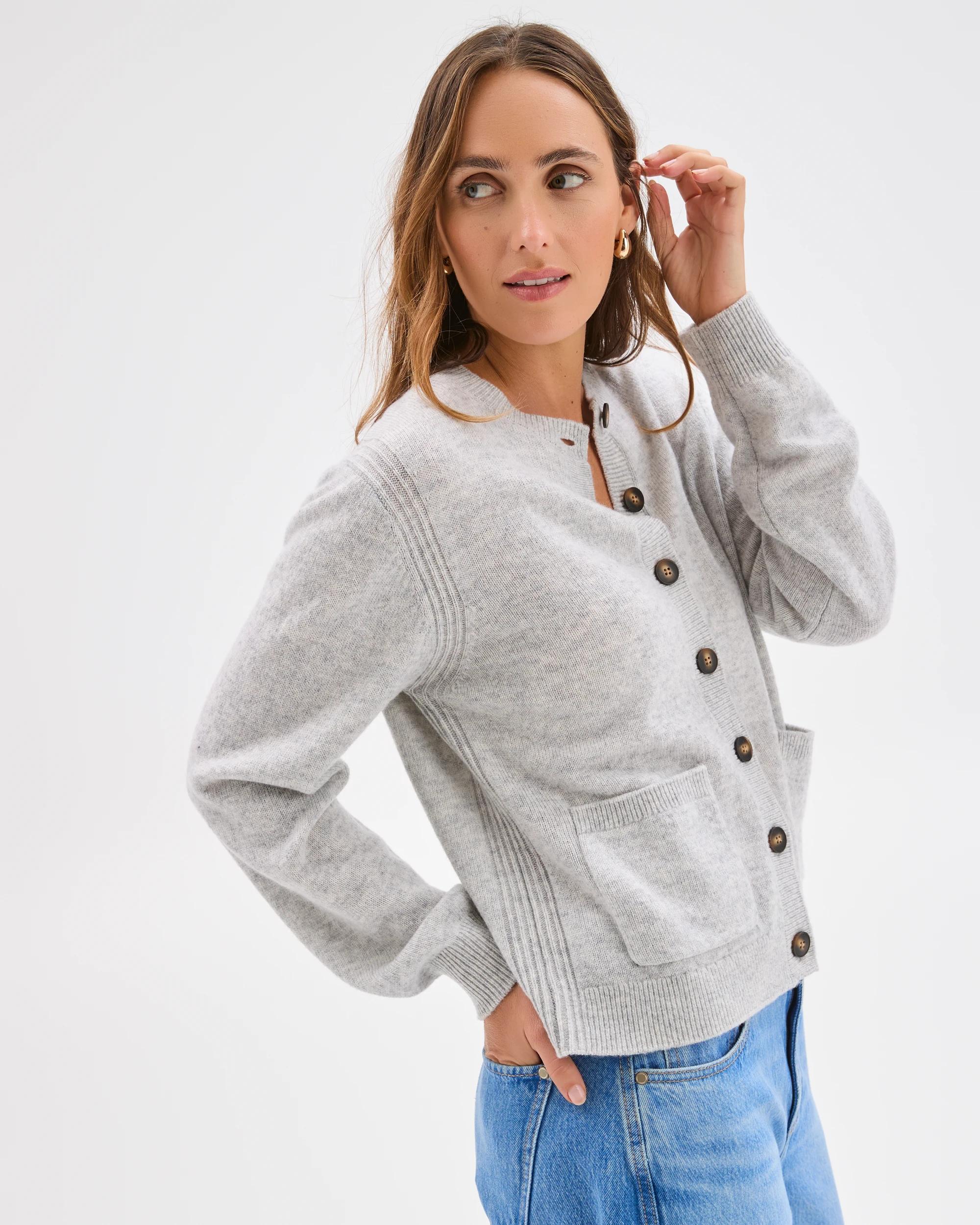 7 Target Woman Lambswool Balloon Sleeve Cardigan LIGHT GREY MARLE, 7 of 8