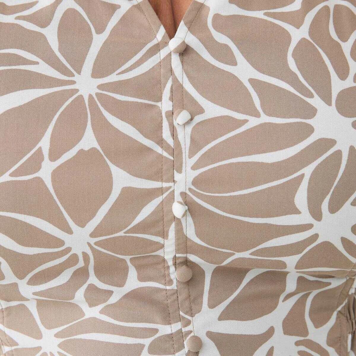 5 Curve Short Sleeve Shirt Midi Dress BROKEN FLORAL DUNE BEIGE, 5 of 6