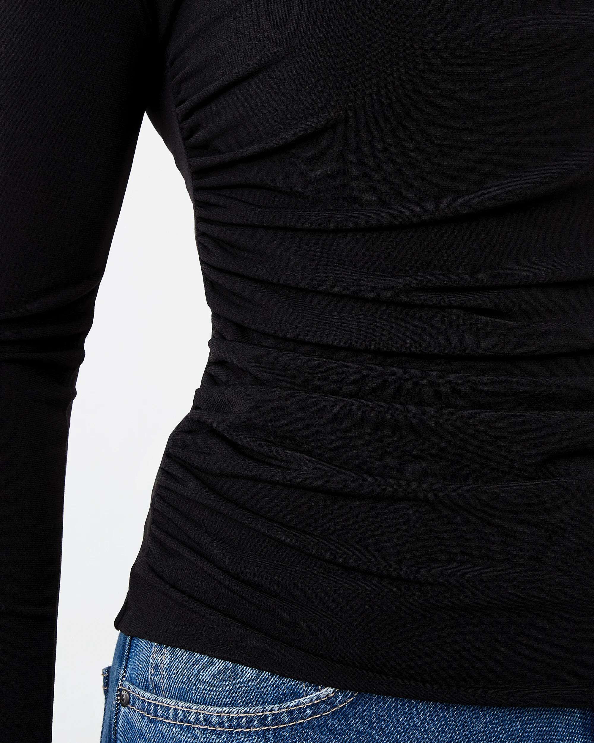 6 Long Sleeve Wrap Drape Top Black, 6 of 6