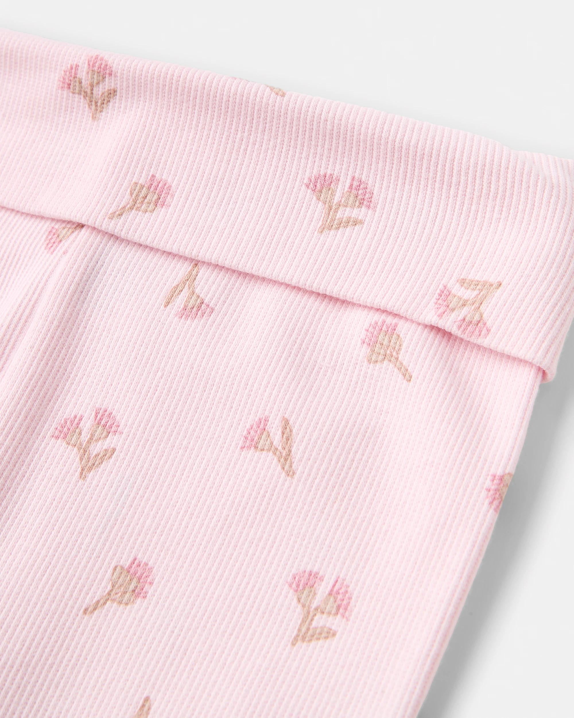 6 2 Piece Cotton Long Sleeve Newborn Set Pink Flrl, 6 of 6