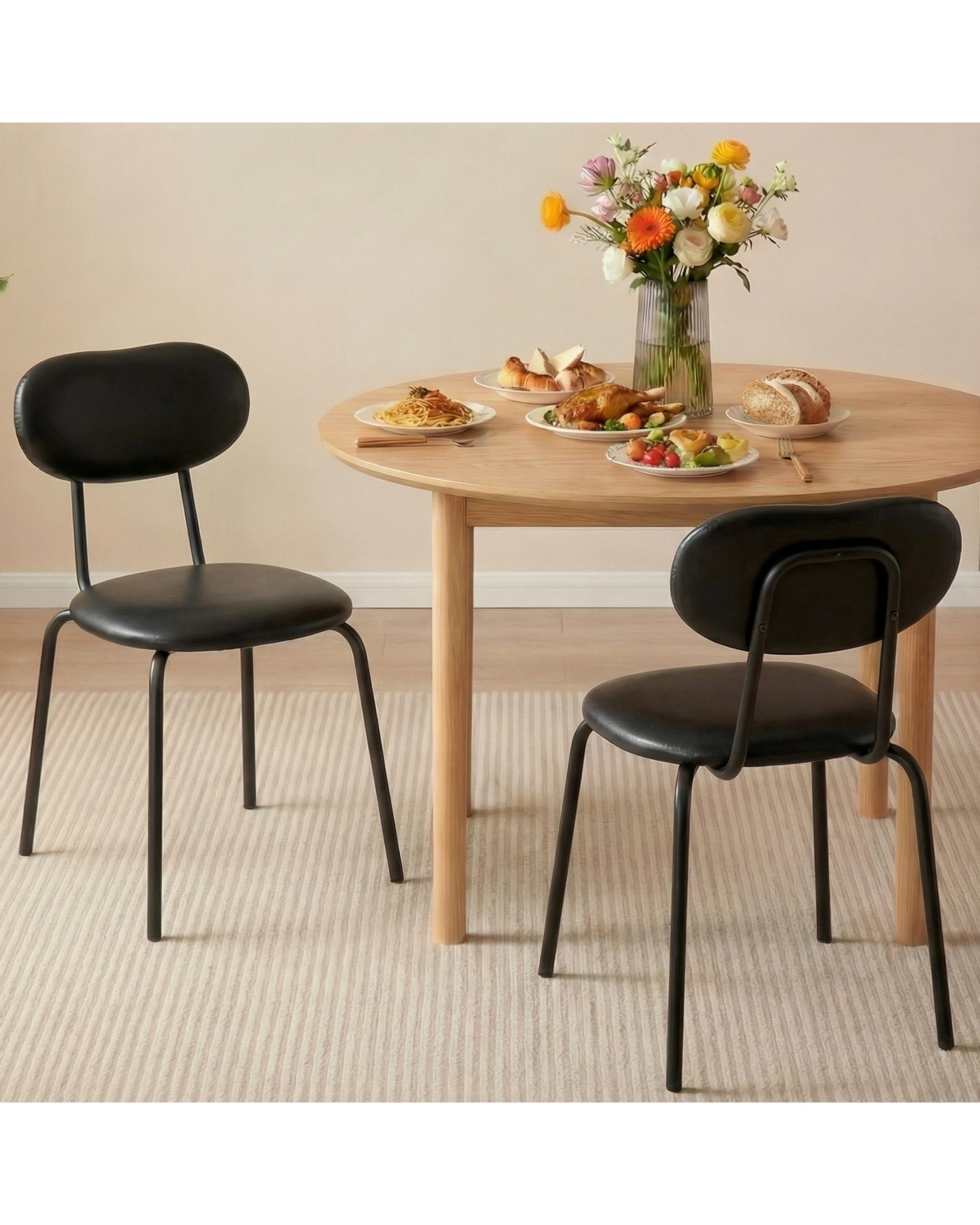 4 Advwin Dining Chairs Set of 6 Faux Leather Comfy Upholstered Kitchen Seating - Black, 4 of 4