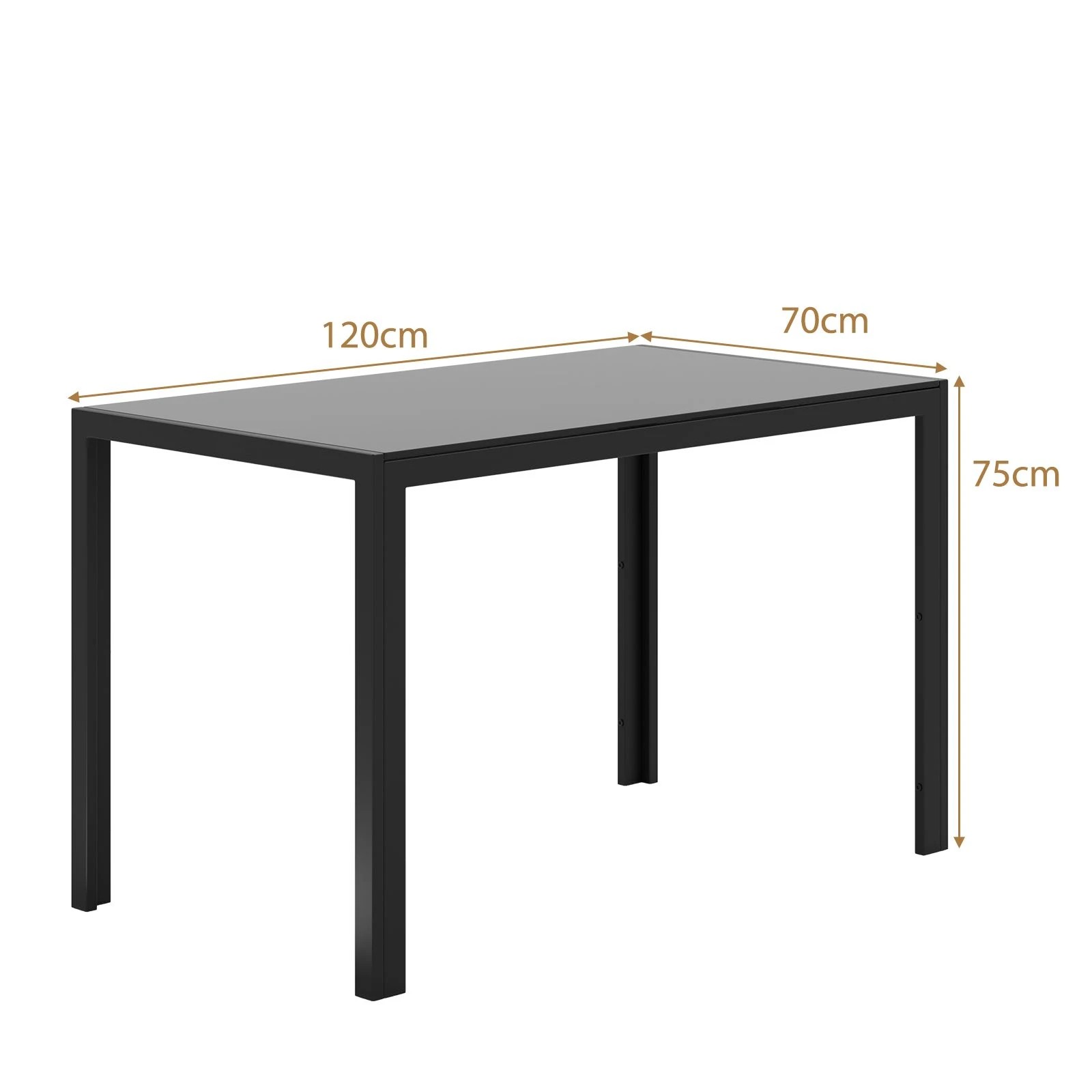 4 Costway Metal Dining Table Glass Tabletop 4 People Kitchen Counter Table Rectangular Furniture - Black, 4 of 4